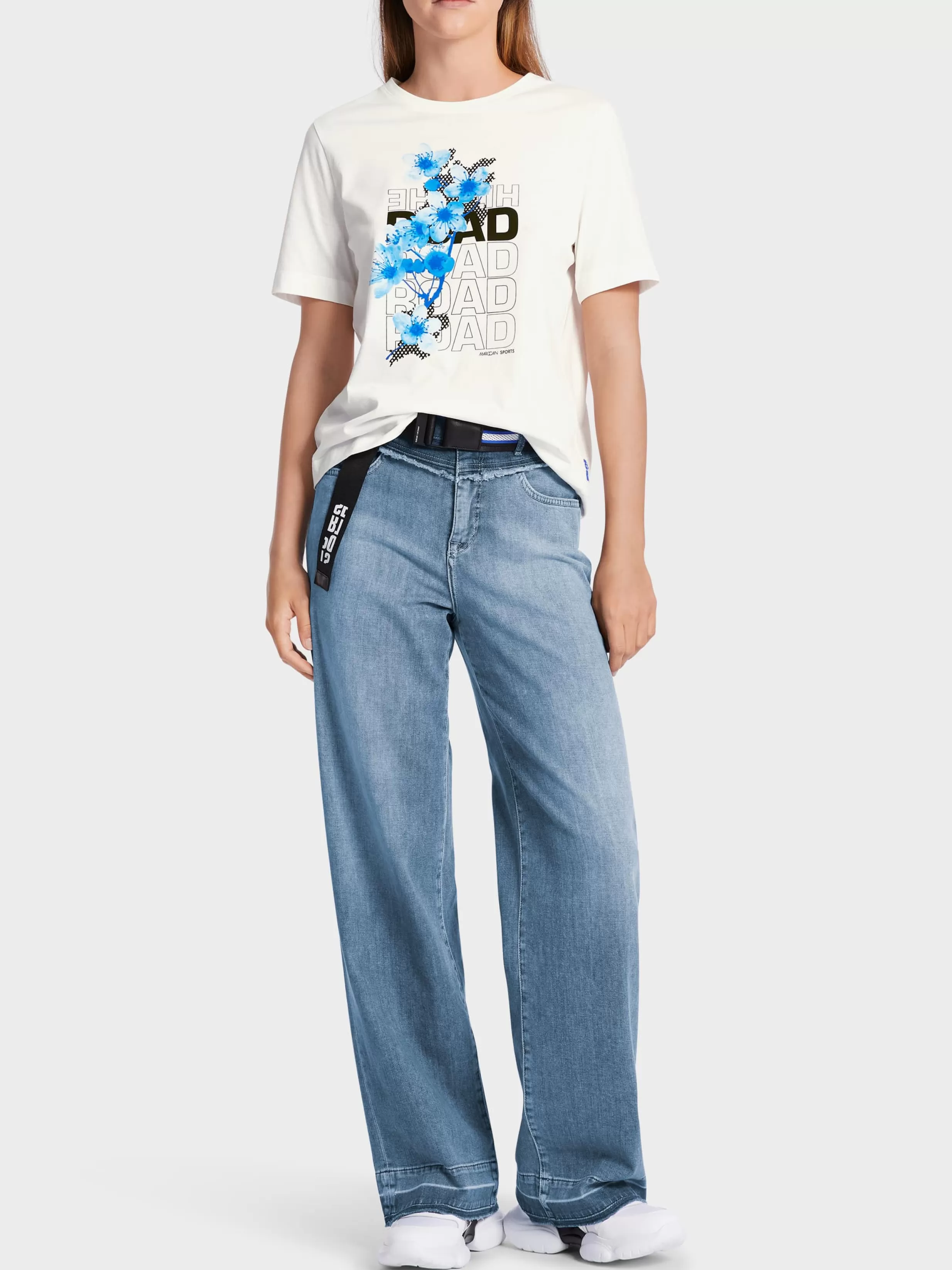 Best Marc Cain Baumwoll-T-Shirt "Rethink Together" off-white