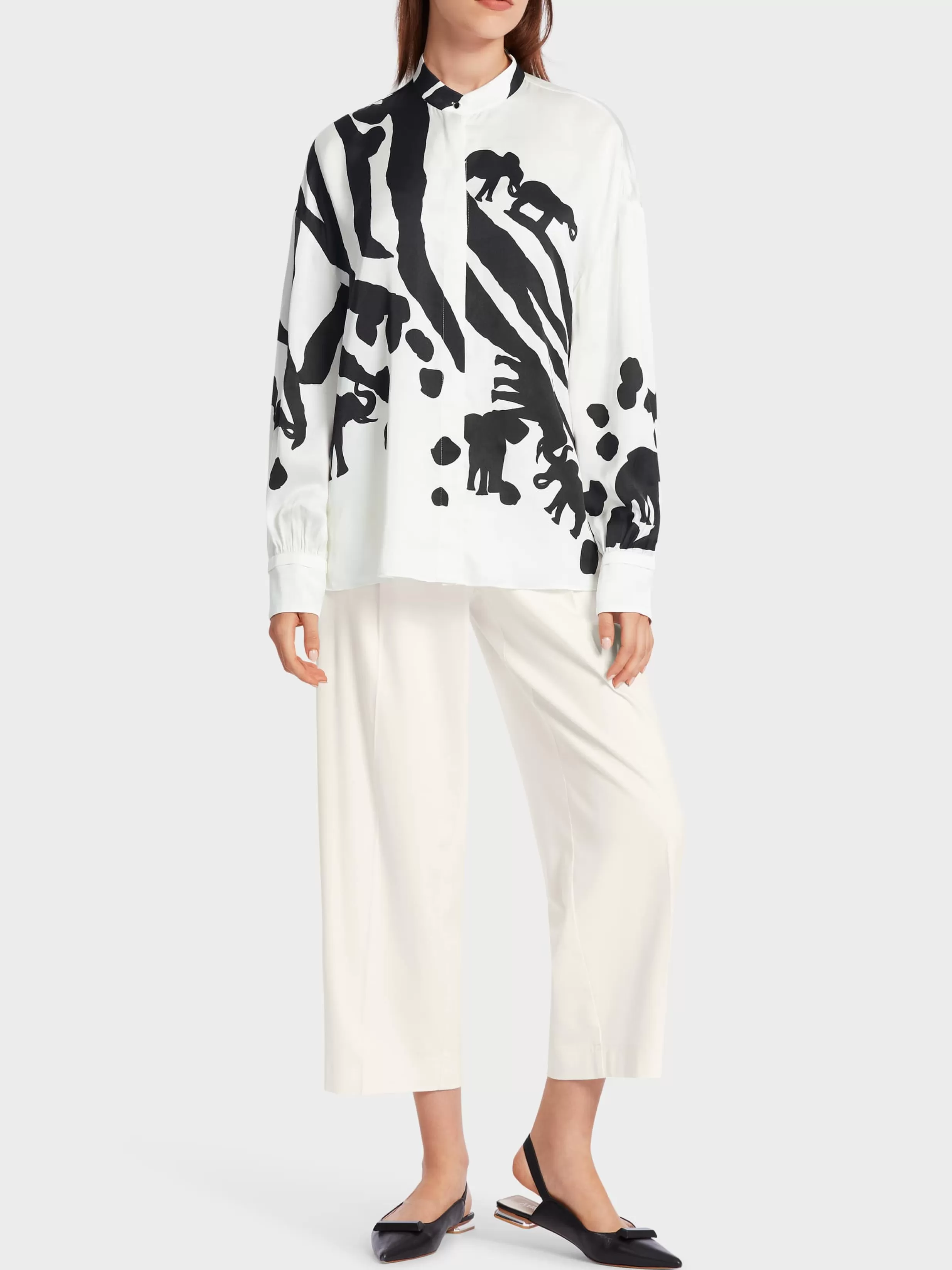 Fashion Marc Cain Bluse im Animal-Dessin white and black