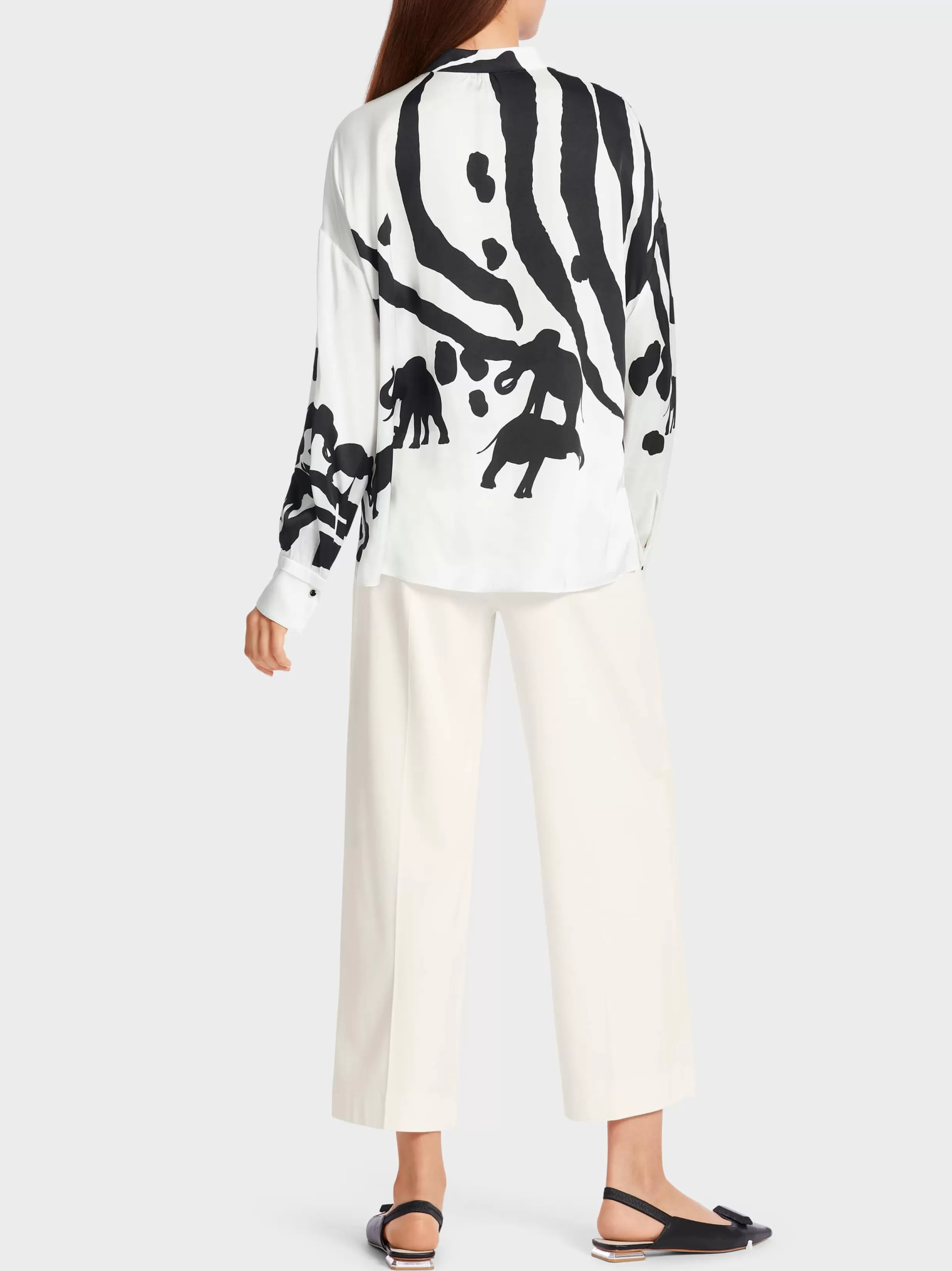 Fashion Marc Cain Bluse im Animal-Dessin white and black