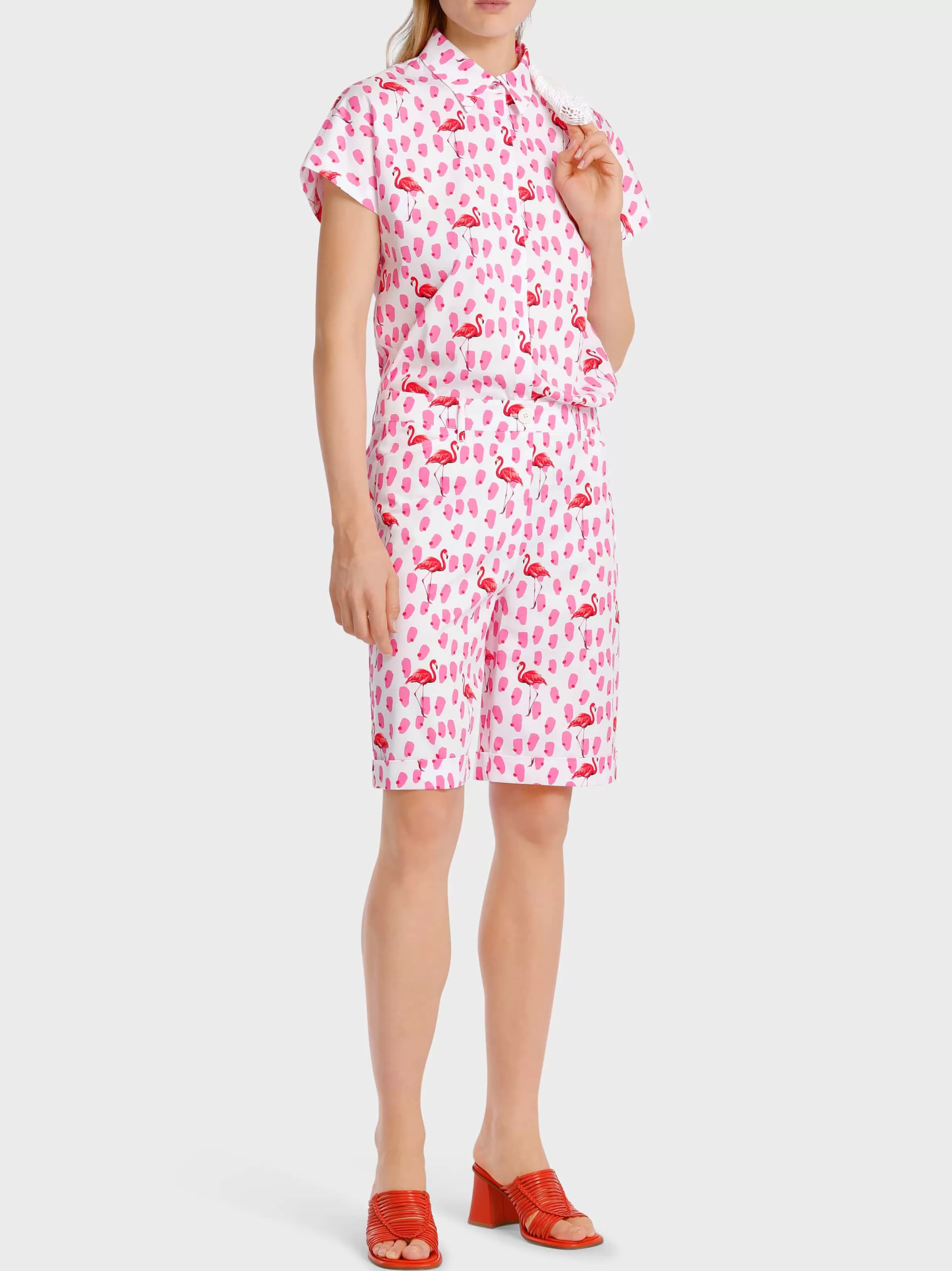 Flash Sale Marc Cain Bluse mit tonigem Flamingo-Print lip gloss