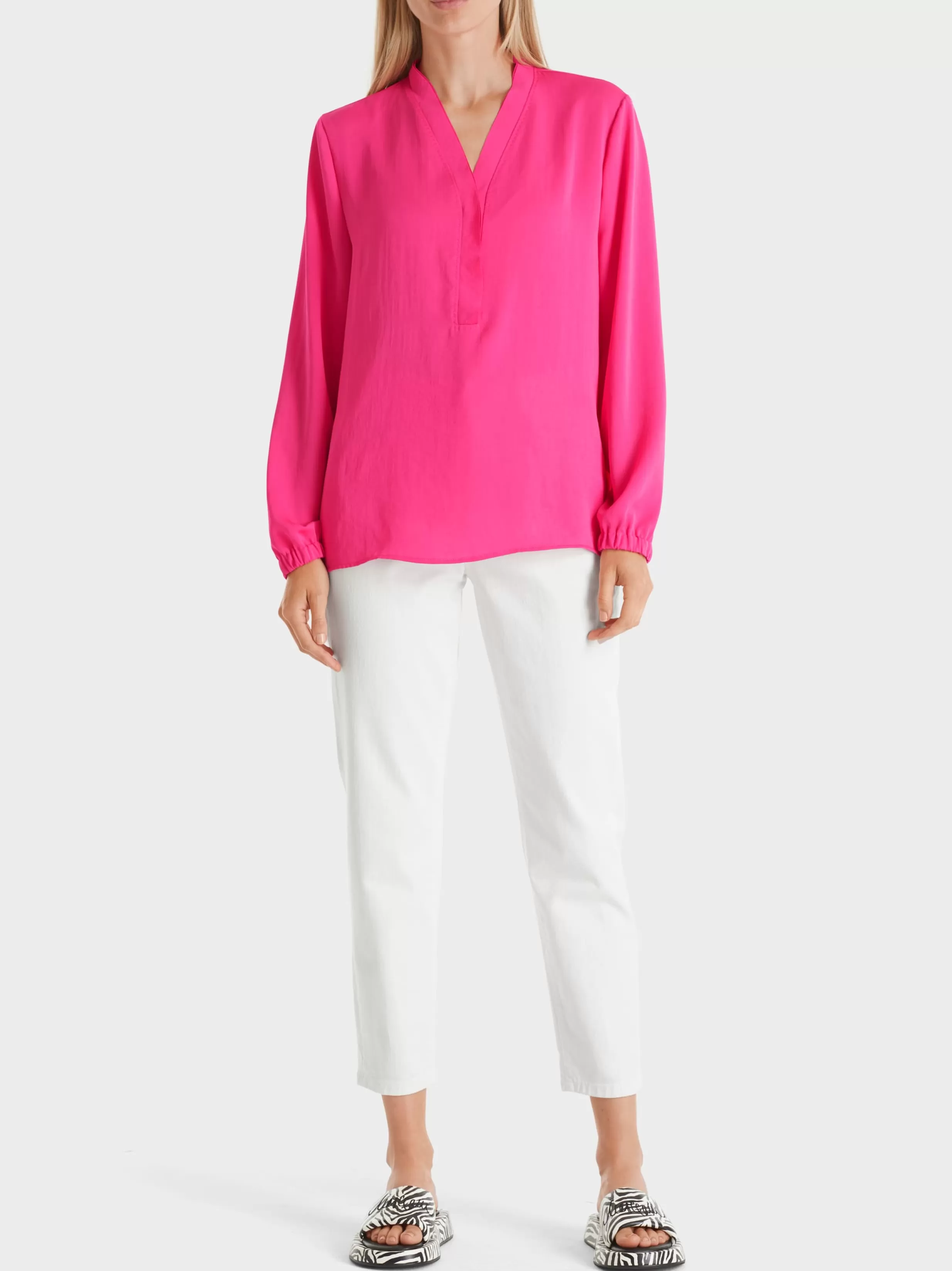 Sale Marc Cain Bluse mit V-Neck super pink