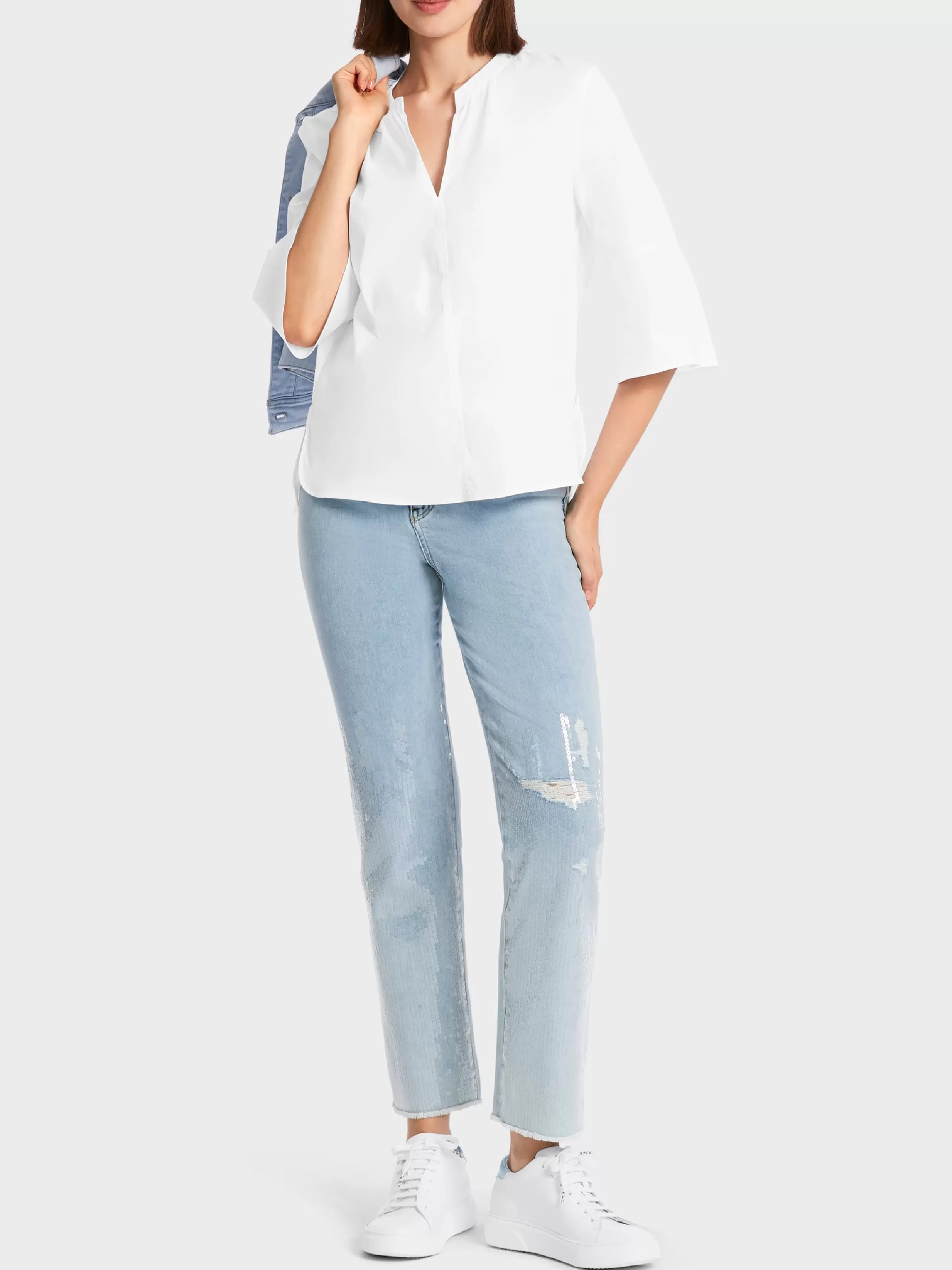 Sale Marc Cain Bluse mit Volantärmel white