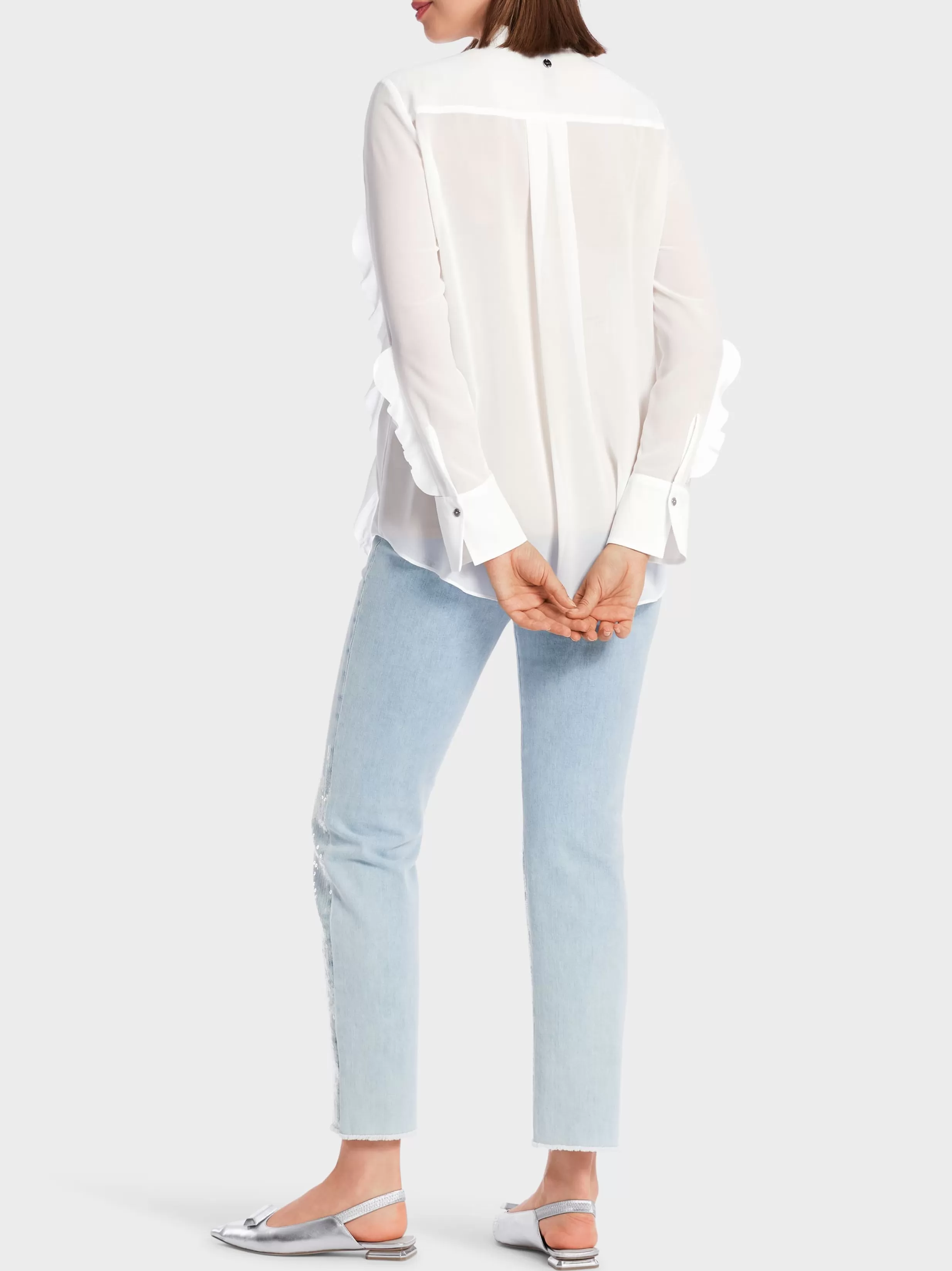 Online Marc Cain Bluse mit Volants off-white