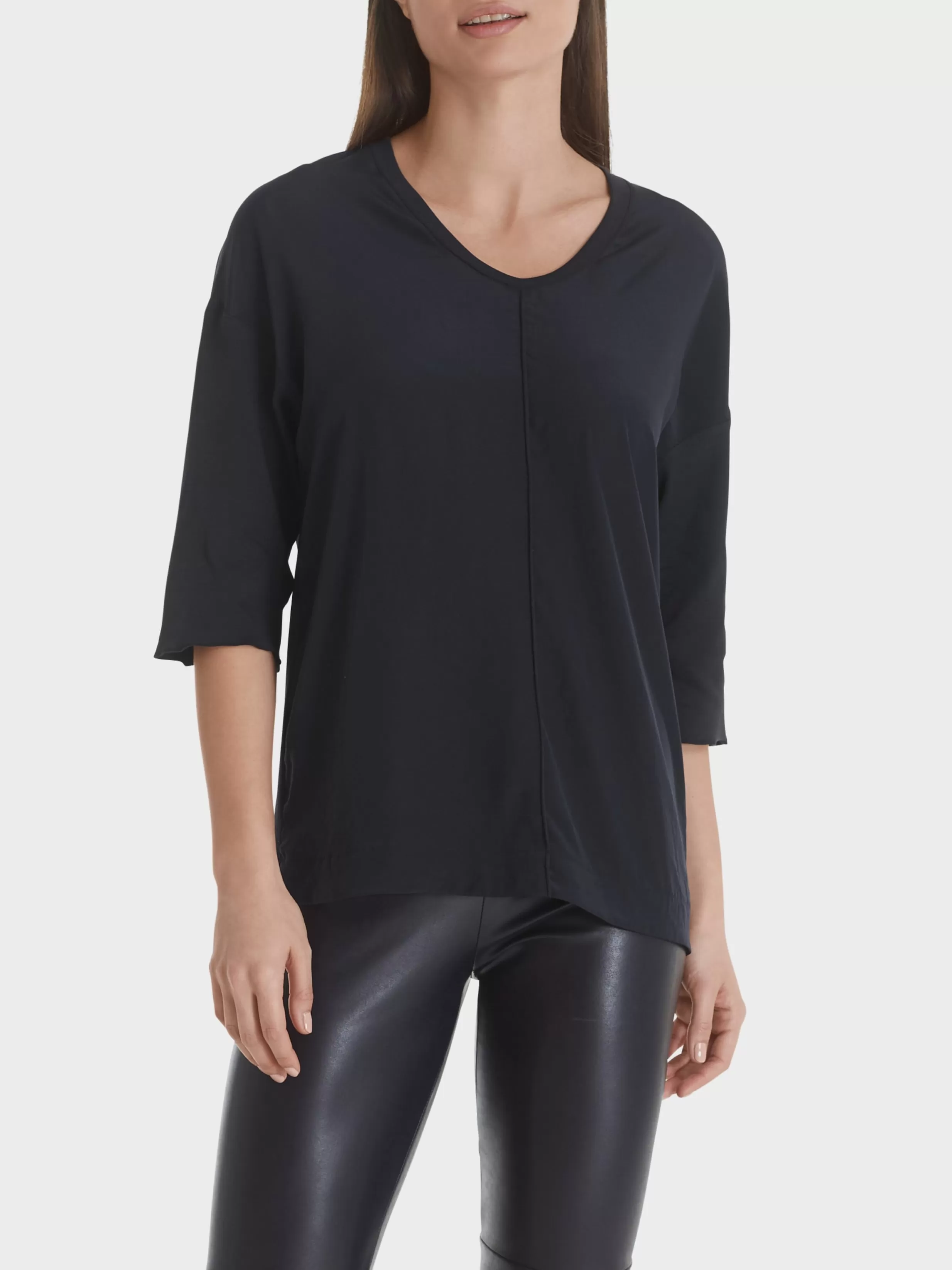 Cheap Marc Cain Blusenshirt aus Material-Mix midnight blue