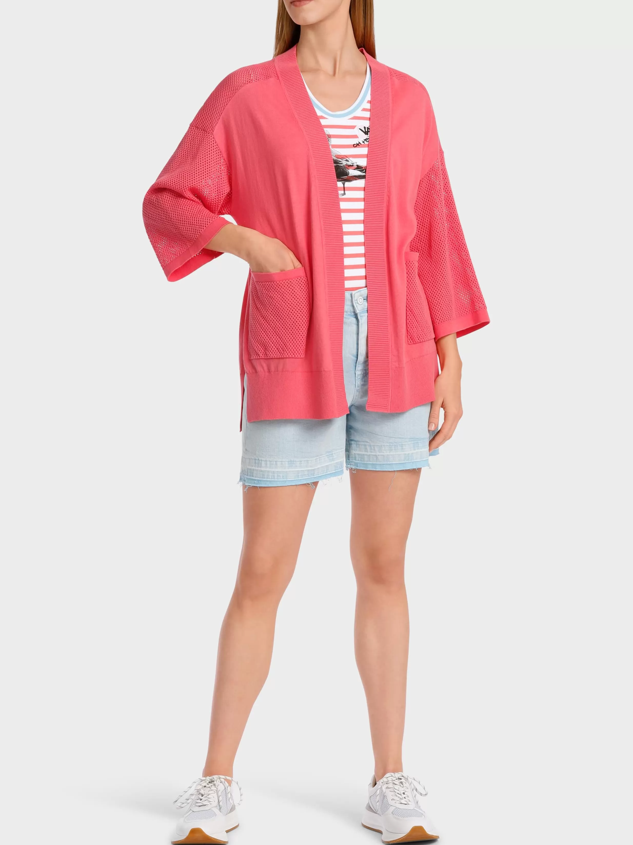 Online Marc Cain Cardigan mit Lochinsert light neon red