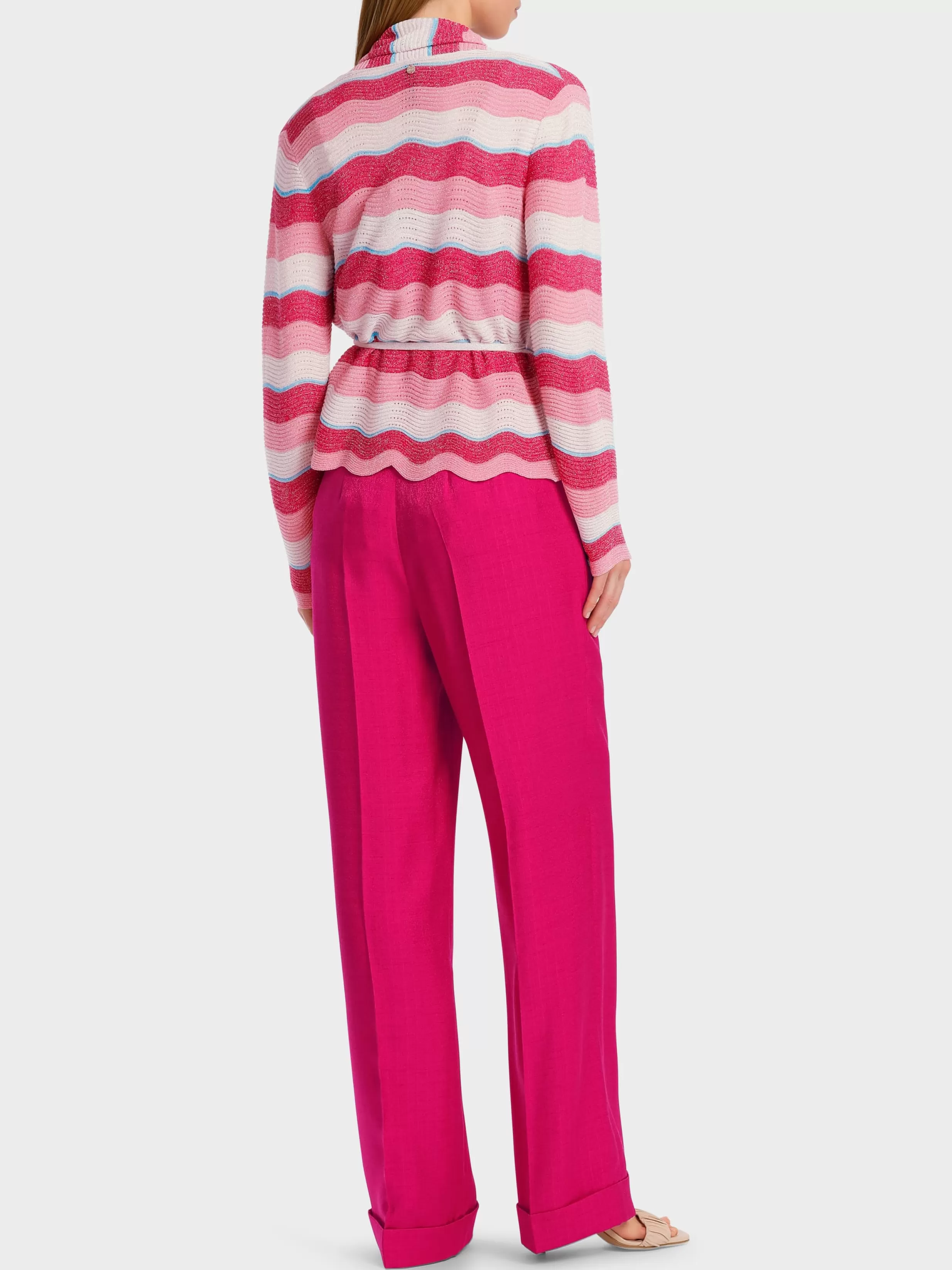 Online Marc Cain Gestreifter Cardigan im Wellenmuster deep fuchsia