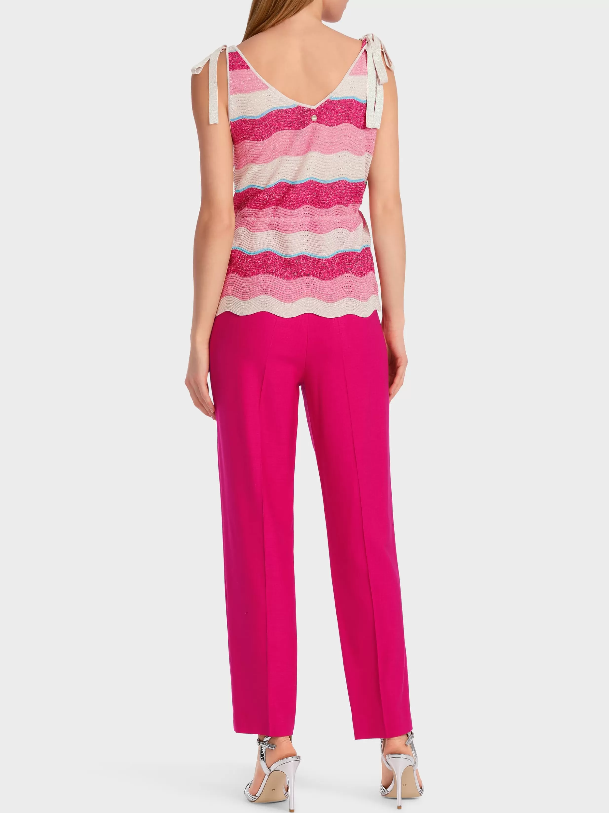 Best Marc Cain Gestreiftes Stricktop deep fuchsia