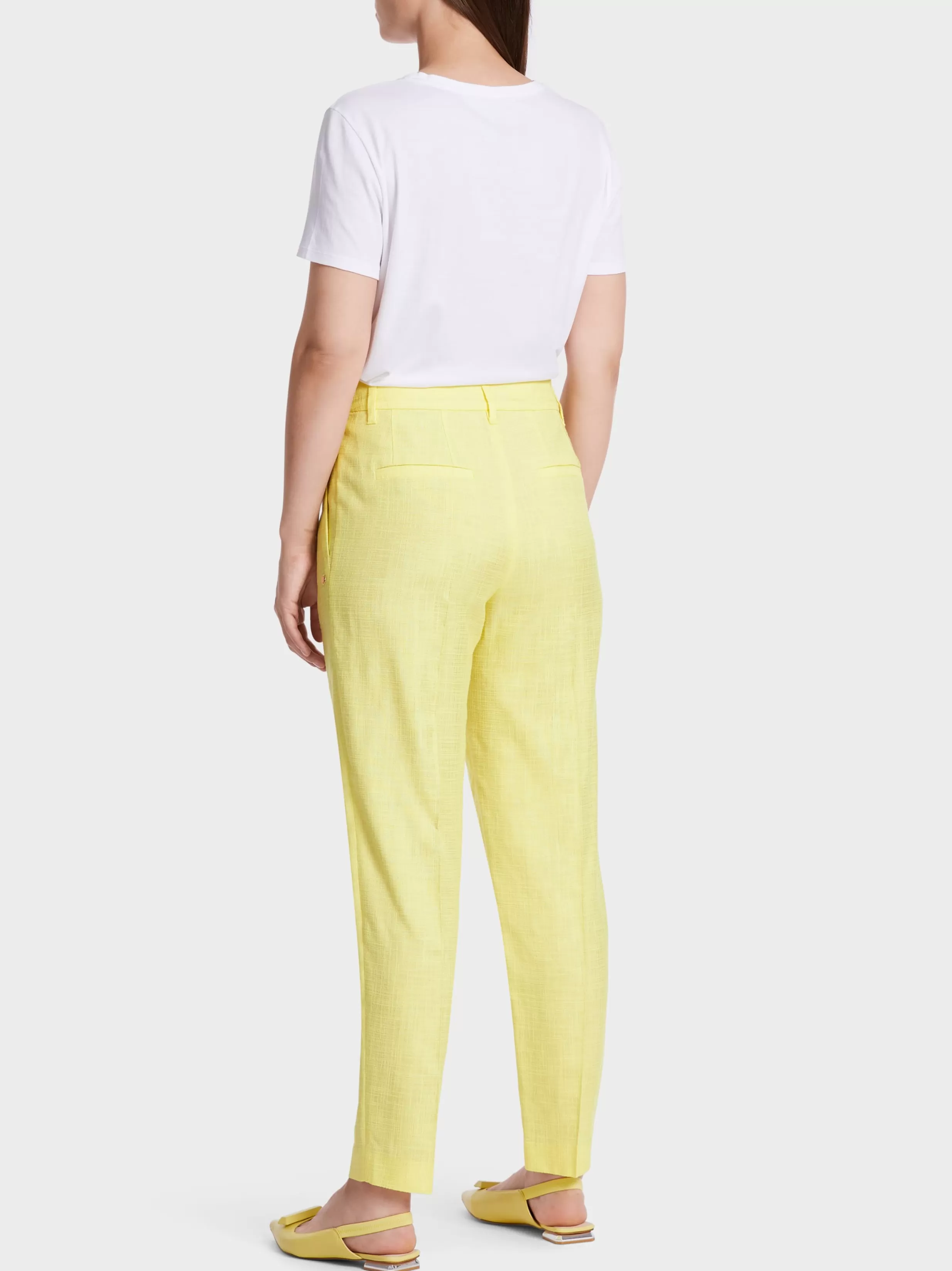 Cheap Marc Cain Hose FAQUS in Leinen-Optik pale lemon