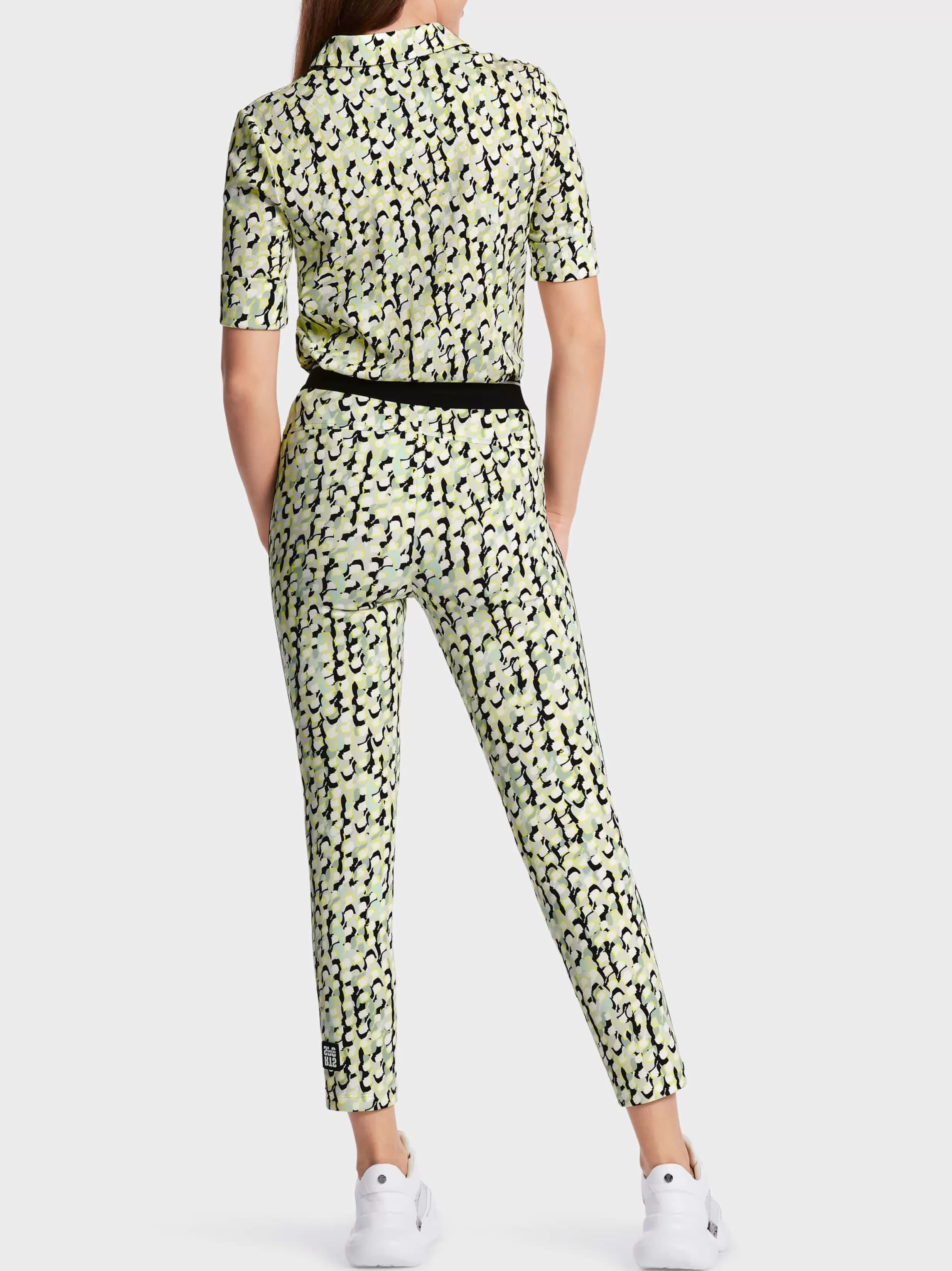 Shop Marc Cain Hose SOFIA – mit Alloverprint und Galon soft sage