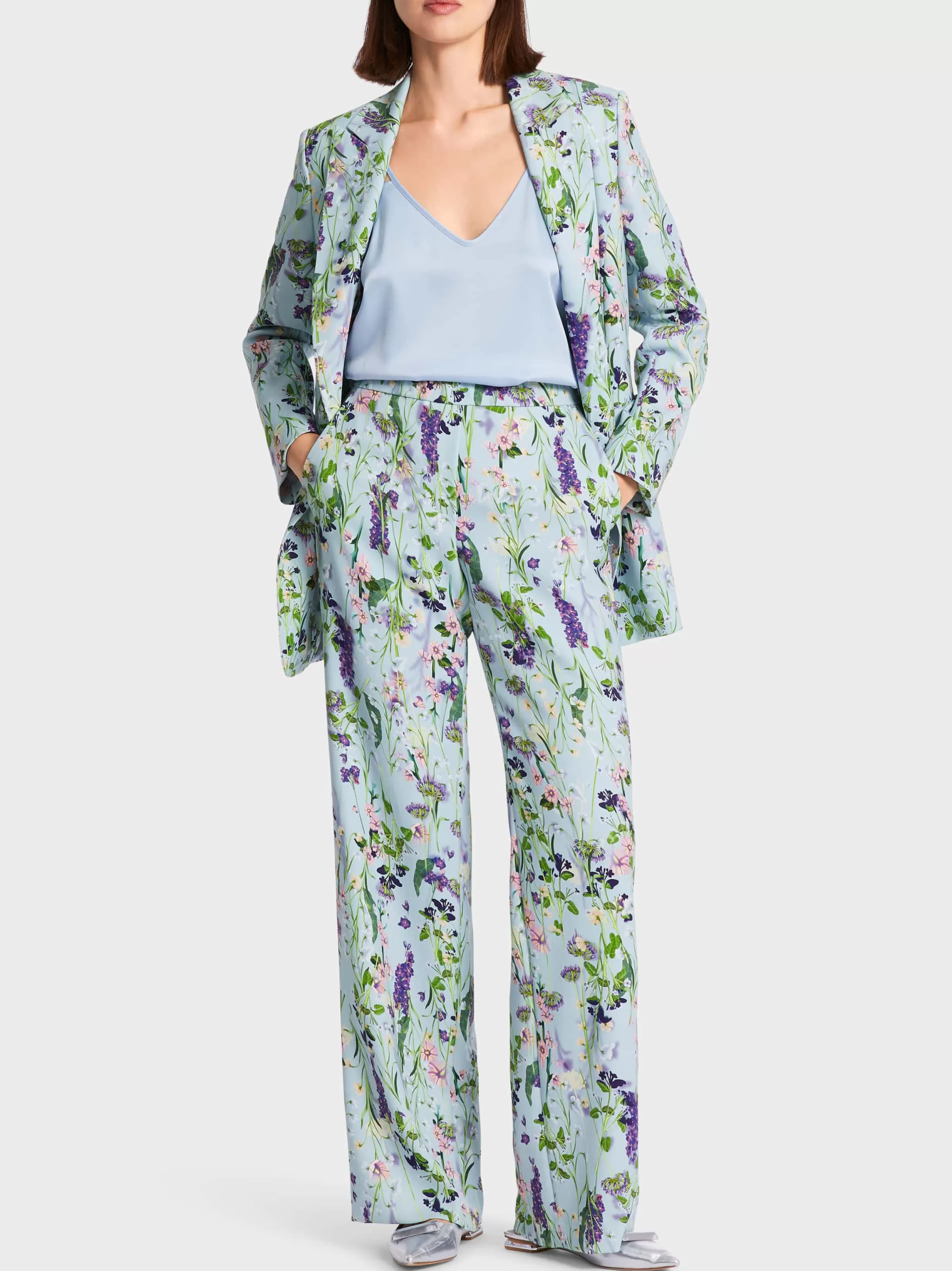 Outlet Marc Cain Hose WASHINGTON im Blumen-Dessin soft summer sky