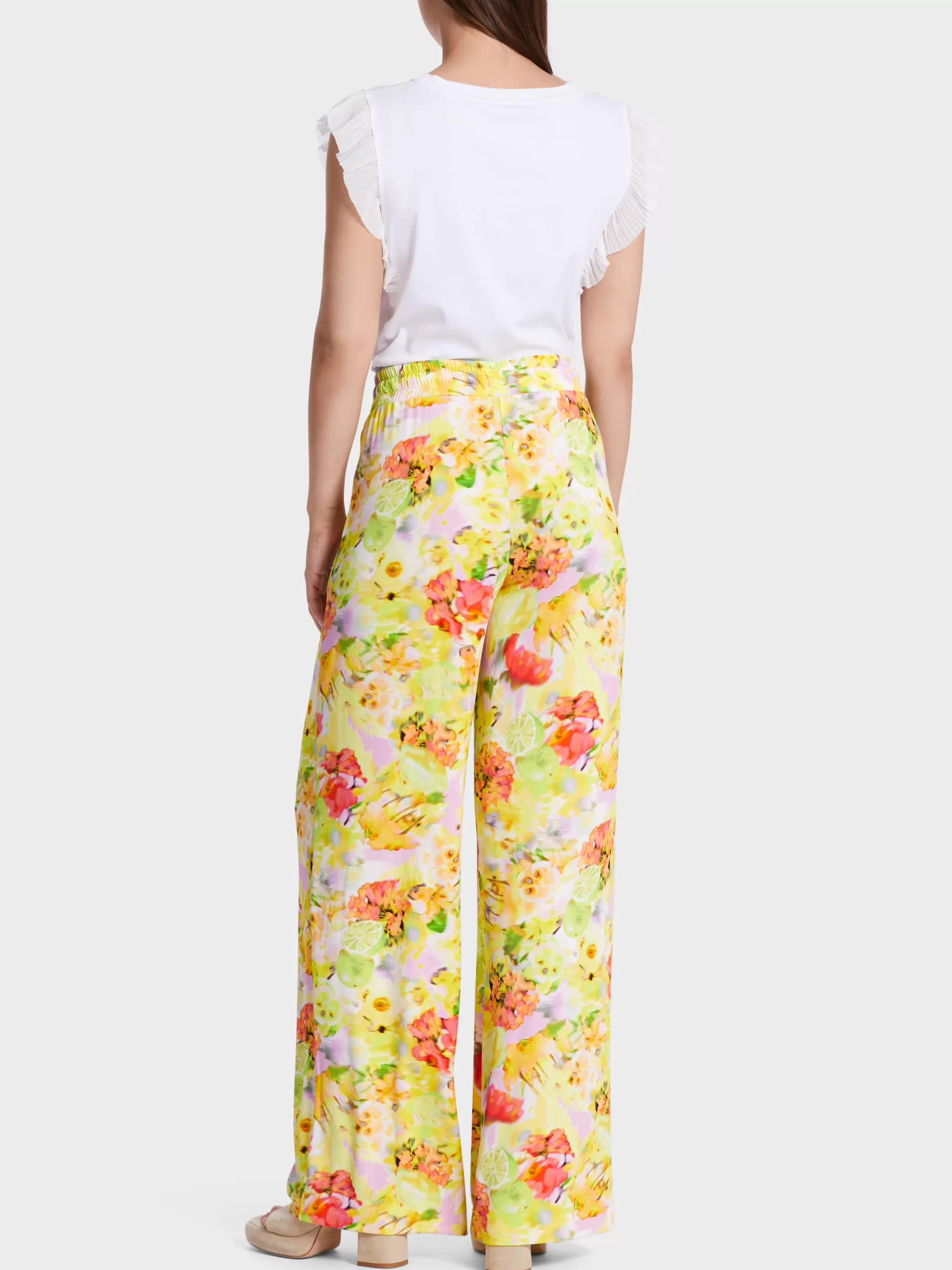 Fashion Marc Cain Hose WEDI im Blumen-Dessin pale lemon