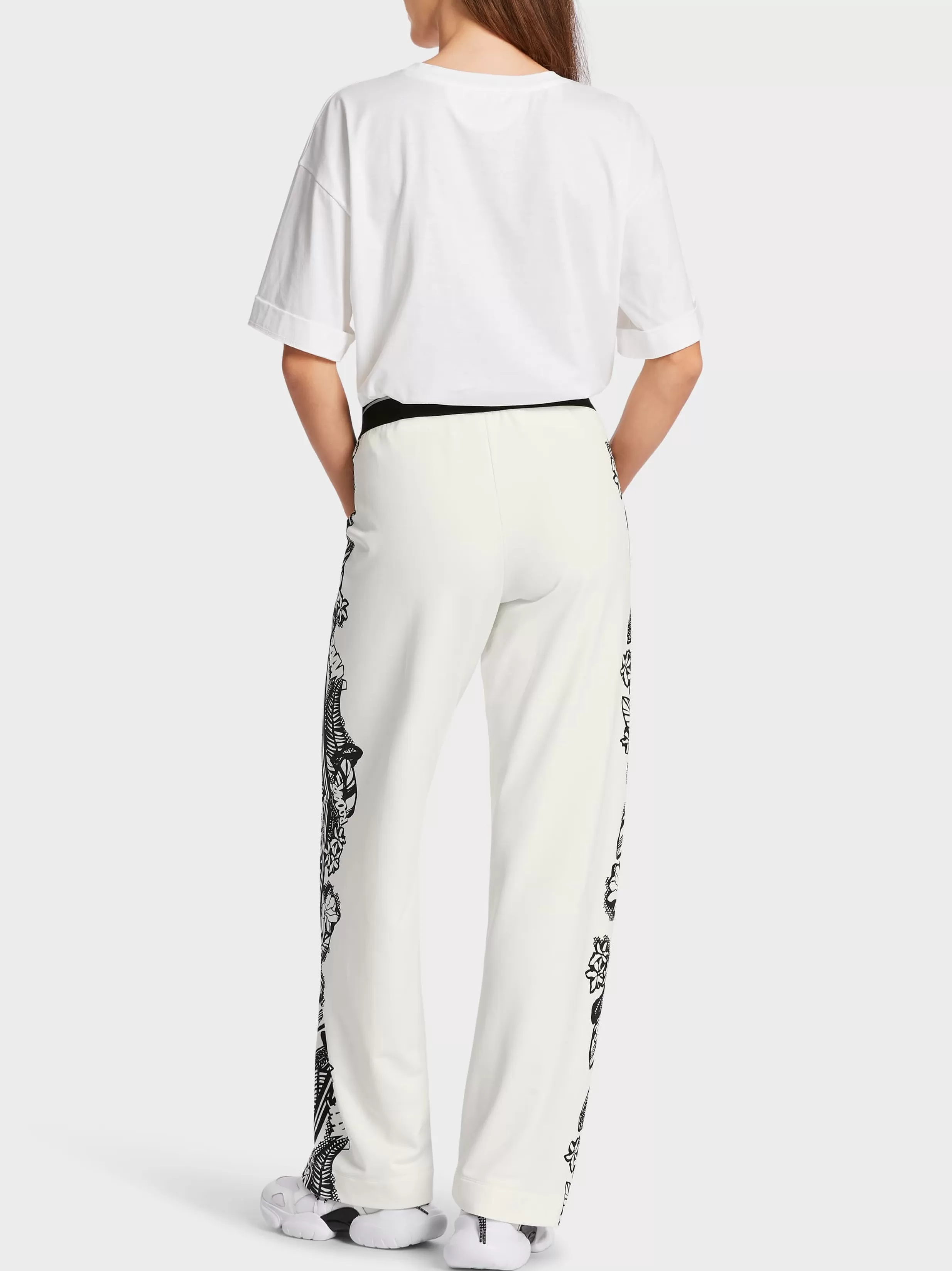 Online Marc Cain Hose WELBY mit floralem Print white and black