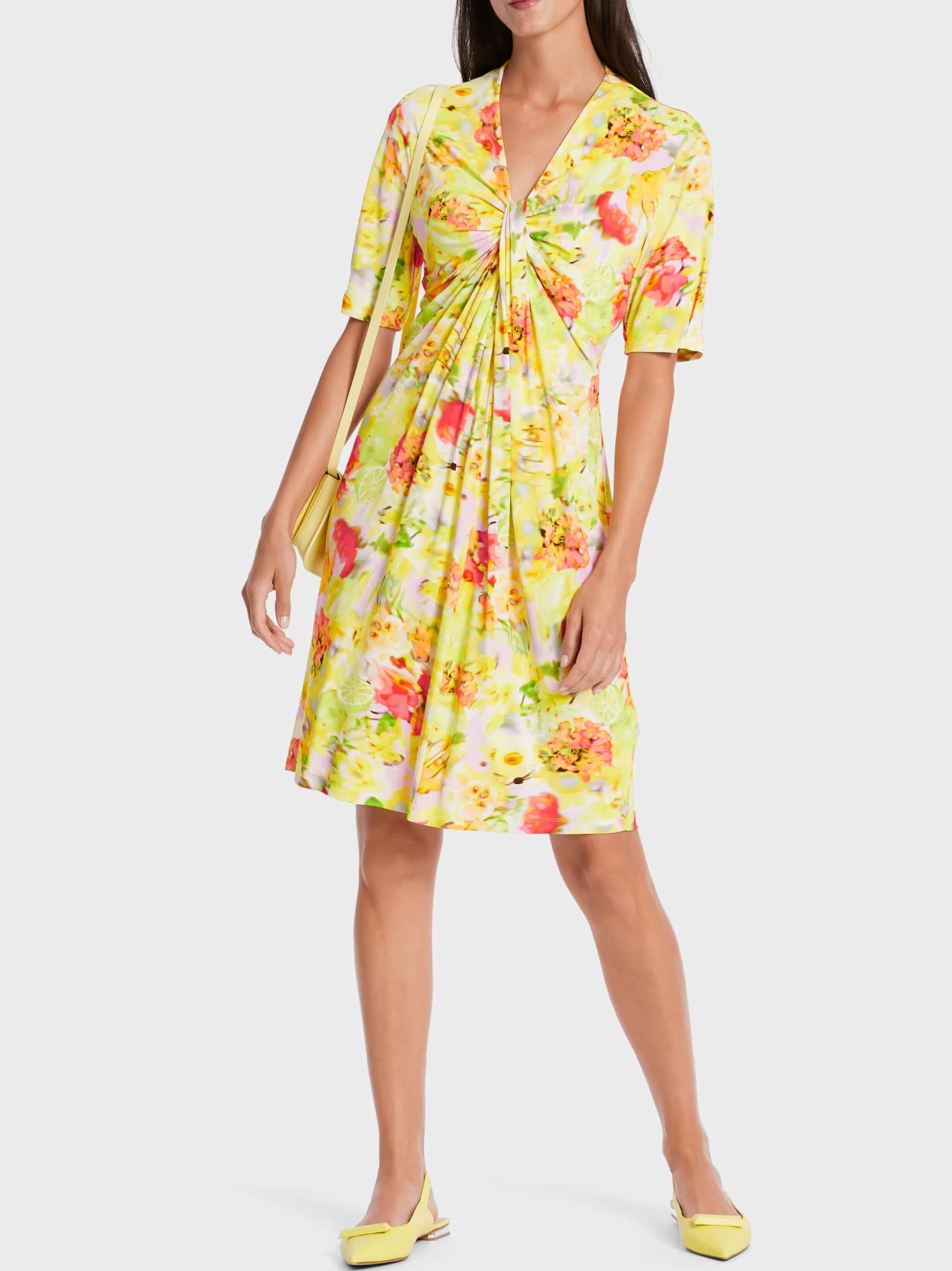 Sale Marc Cain Kleid im blurry Blumen-Dessin pale lemon