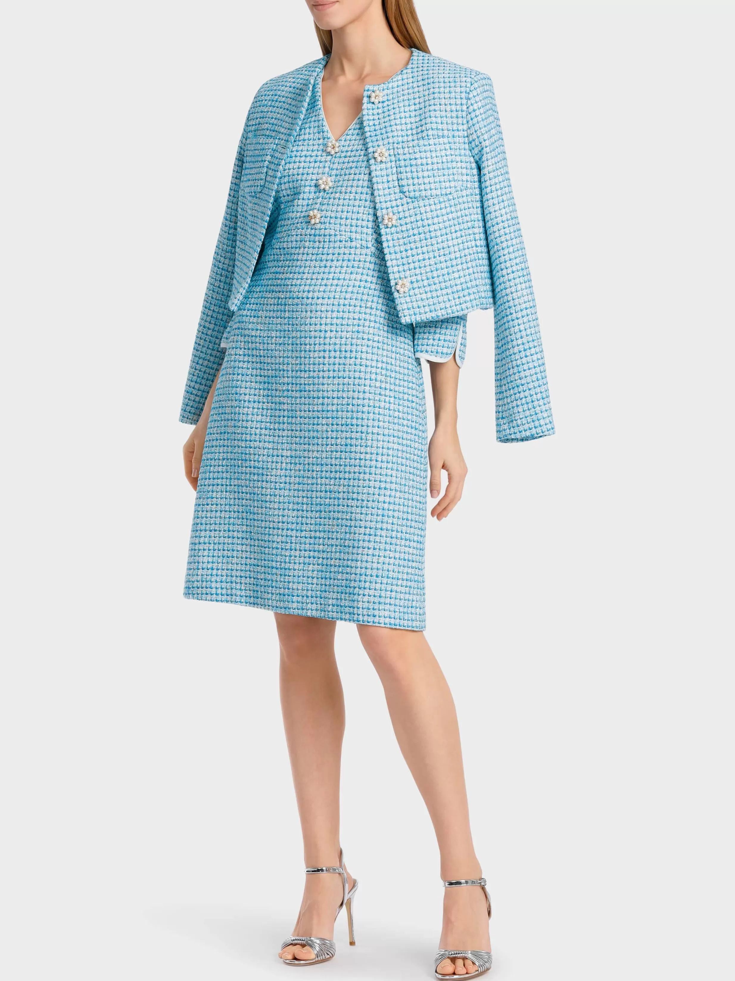 Fashion Marc Cain Kleid im strukturierten Karomuster light azure