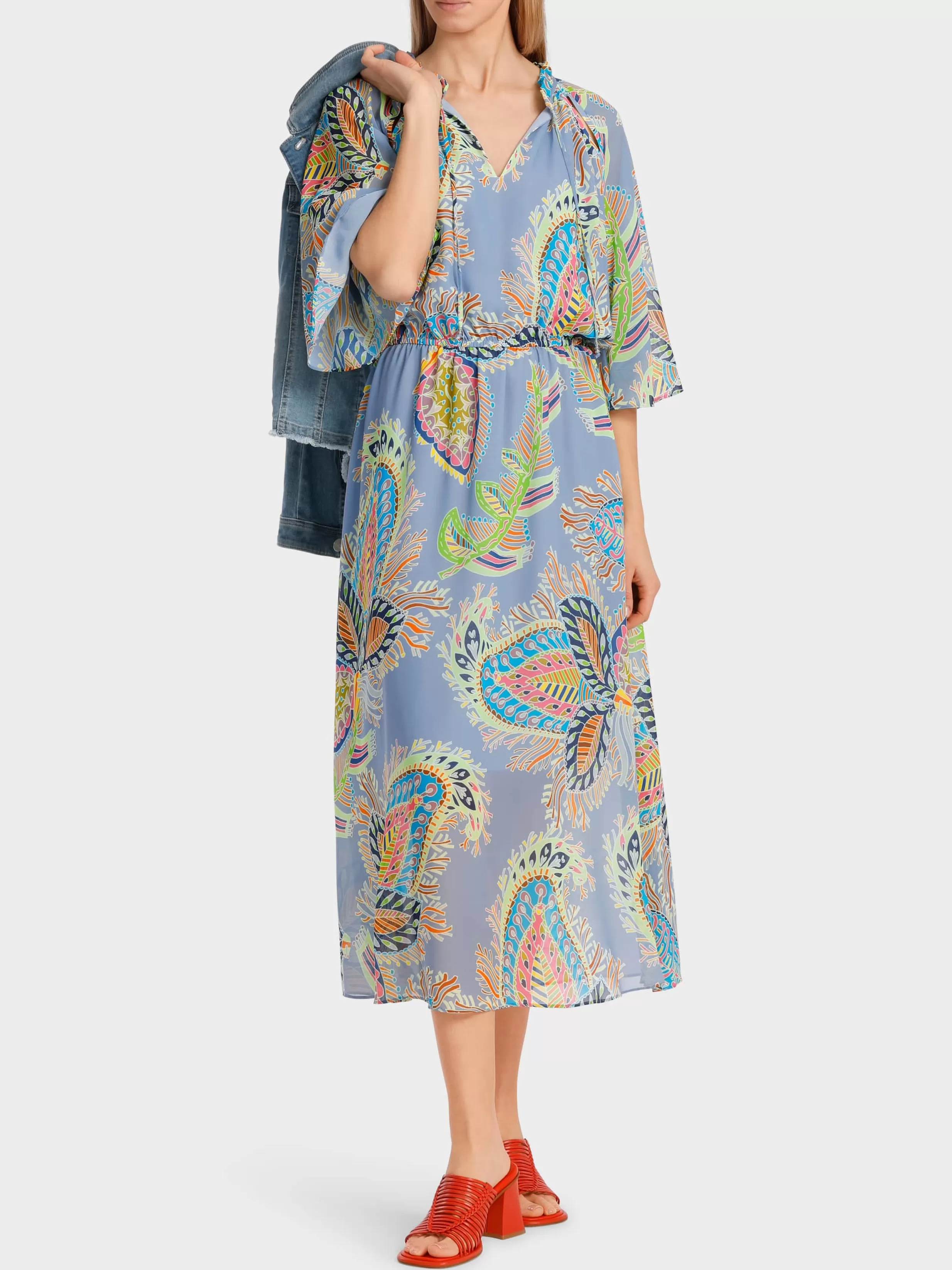 Store Marc Cain Kleid mit stilisiertem Paisley-Print deep summer sky