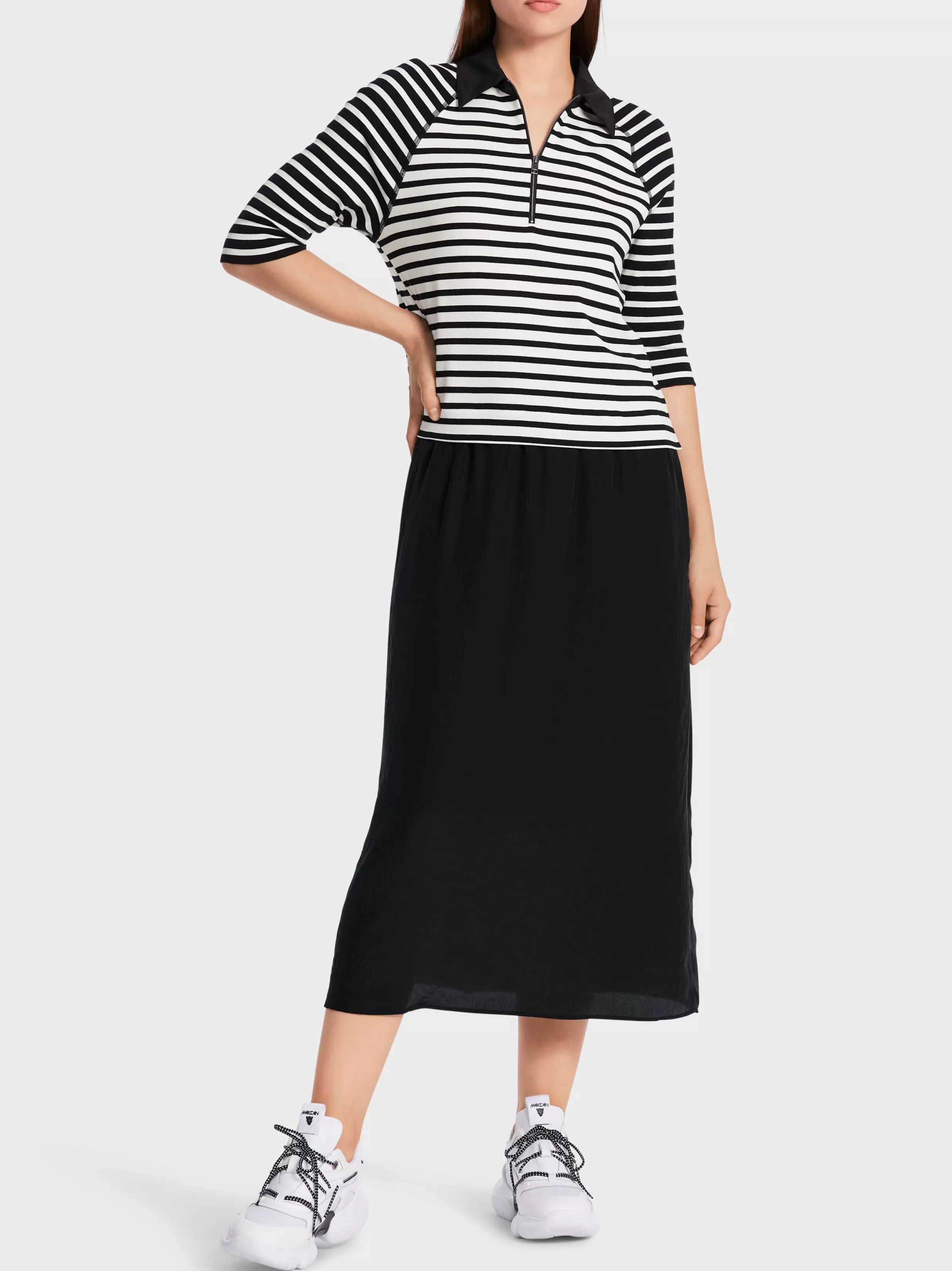 Store Marc Cain Kleid mit two-in-one-Effekt black and white