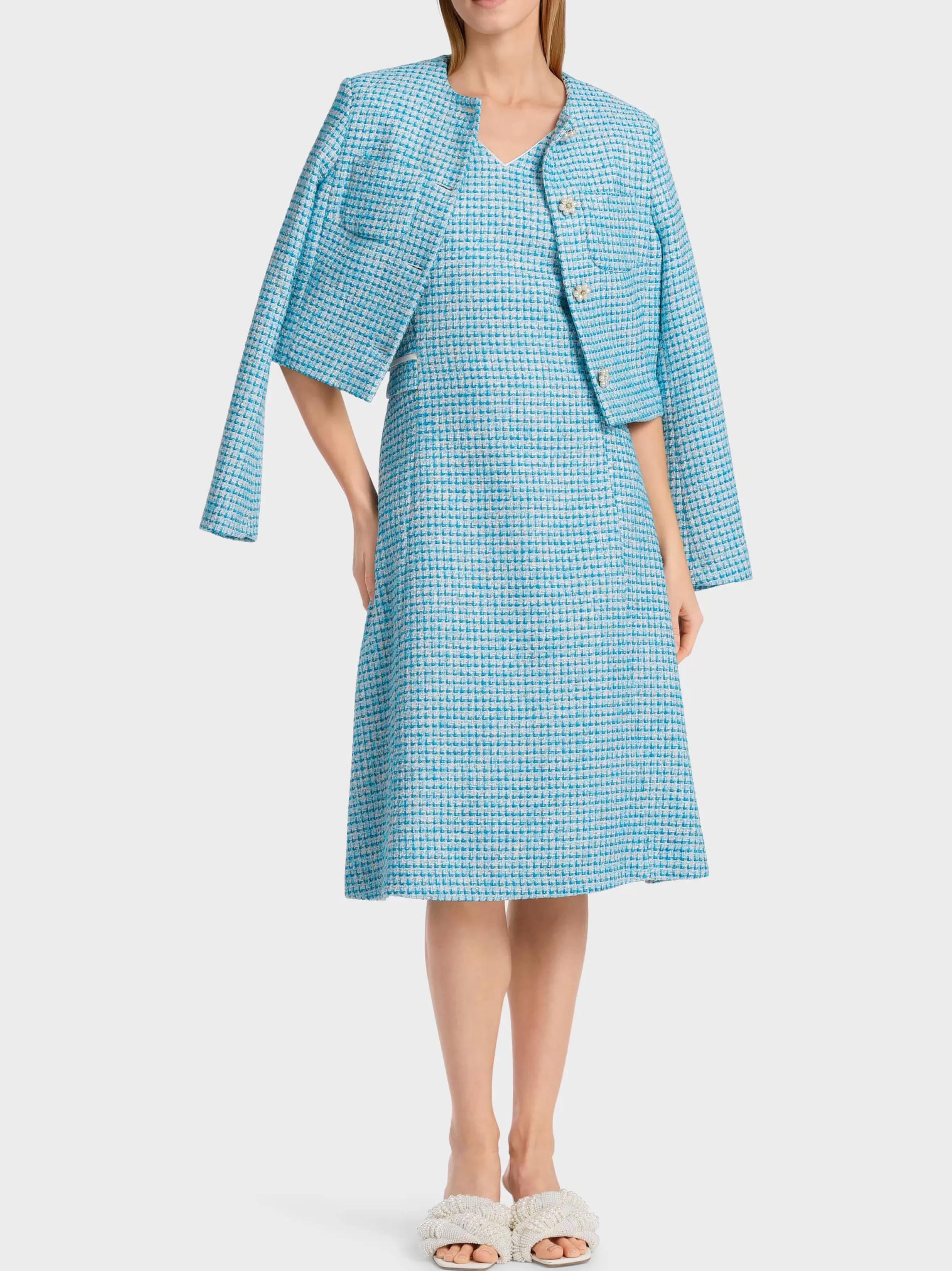 Shop Marc Cain Kurzärmliges Kleid mit Karos light azure