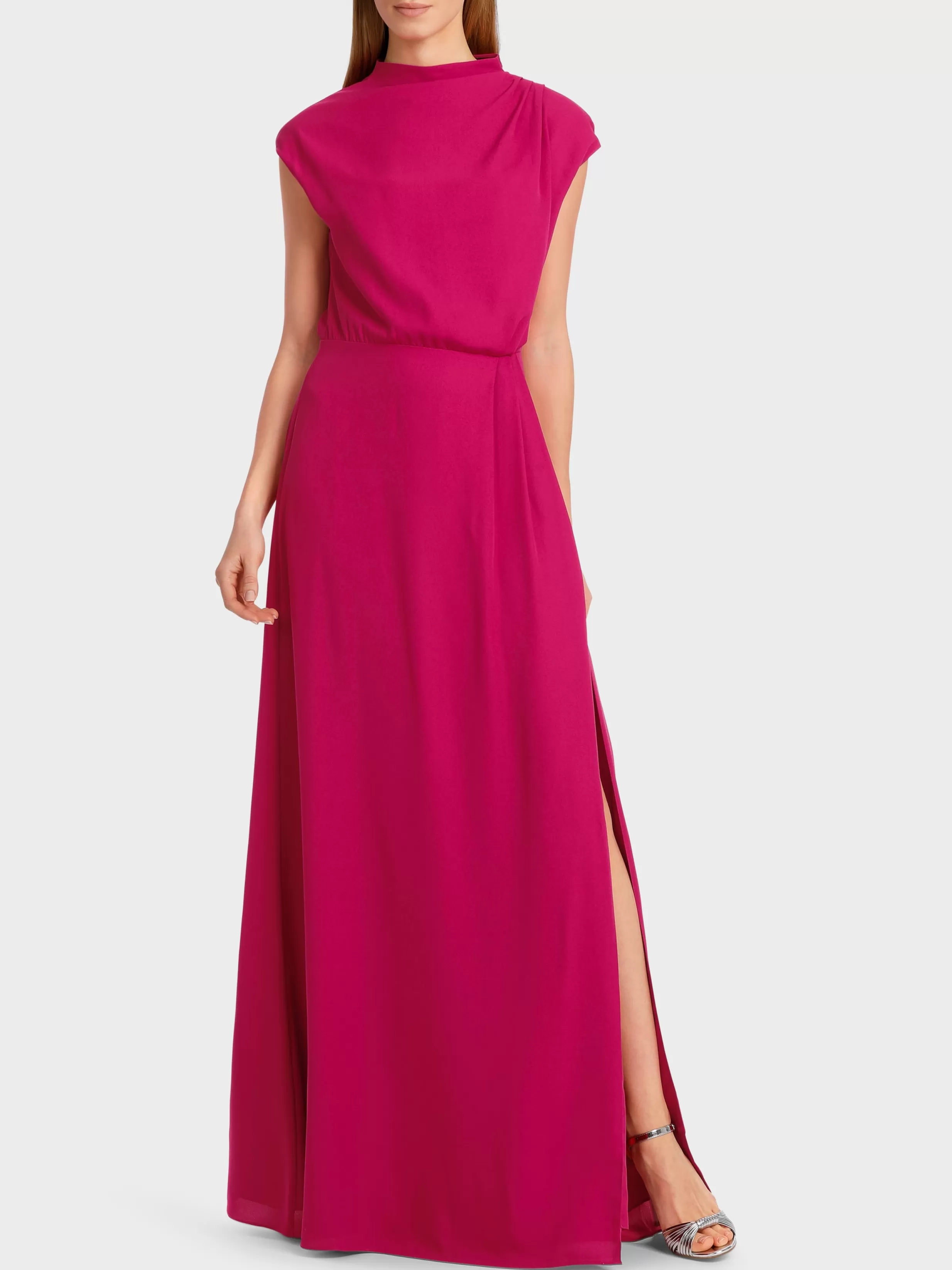 Best Sale Marc Cain Langes Kleid mit Falteneinsatz deep fuchsia