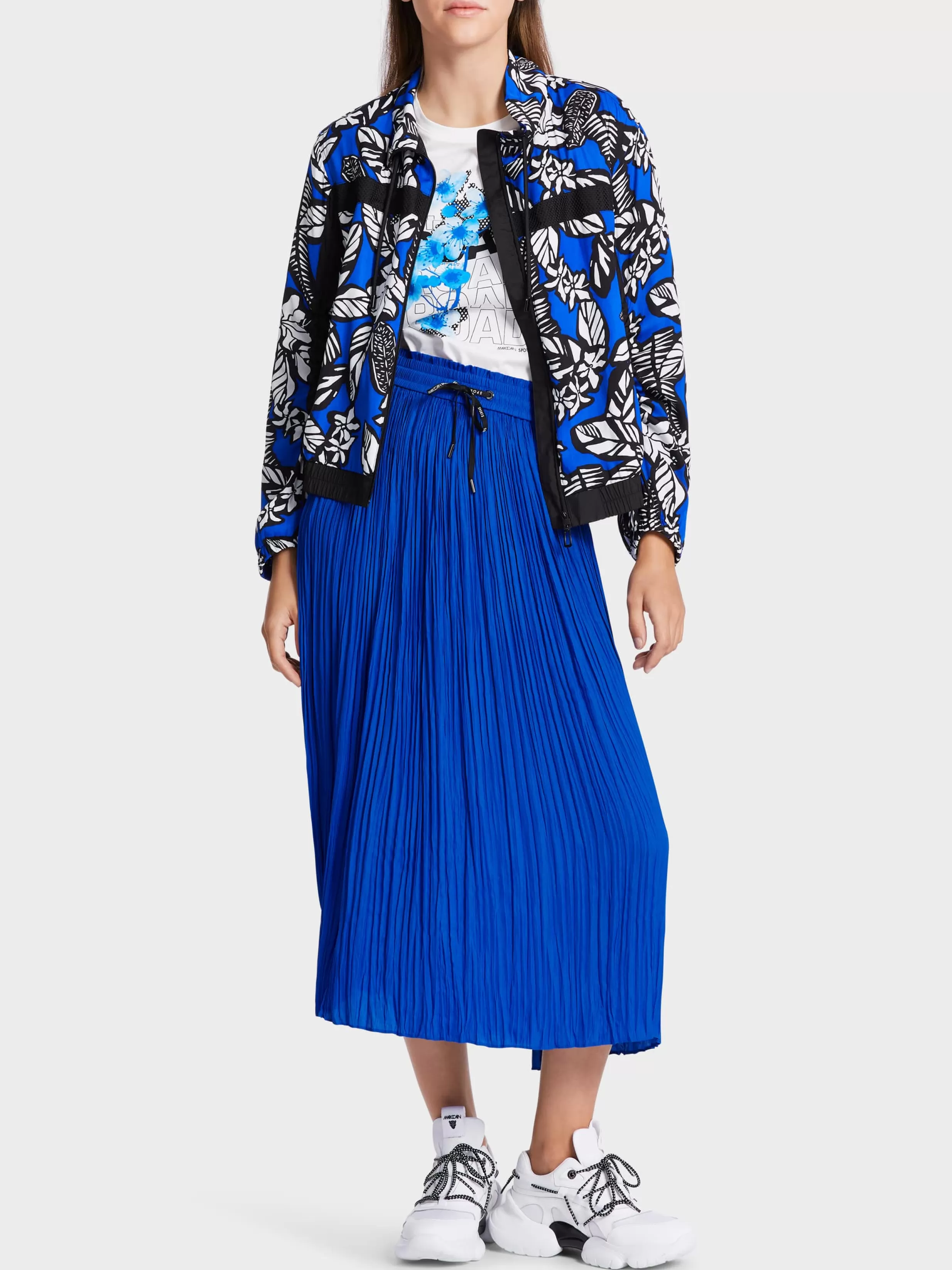 Shop Marc Cain Midilanger Rock mit Plissee bright royal blue