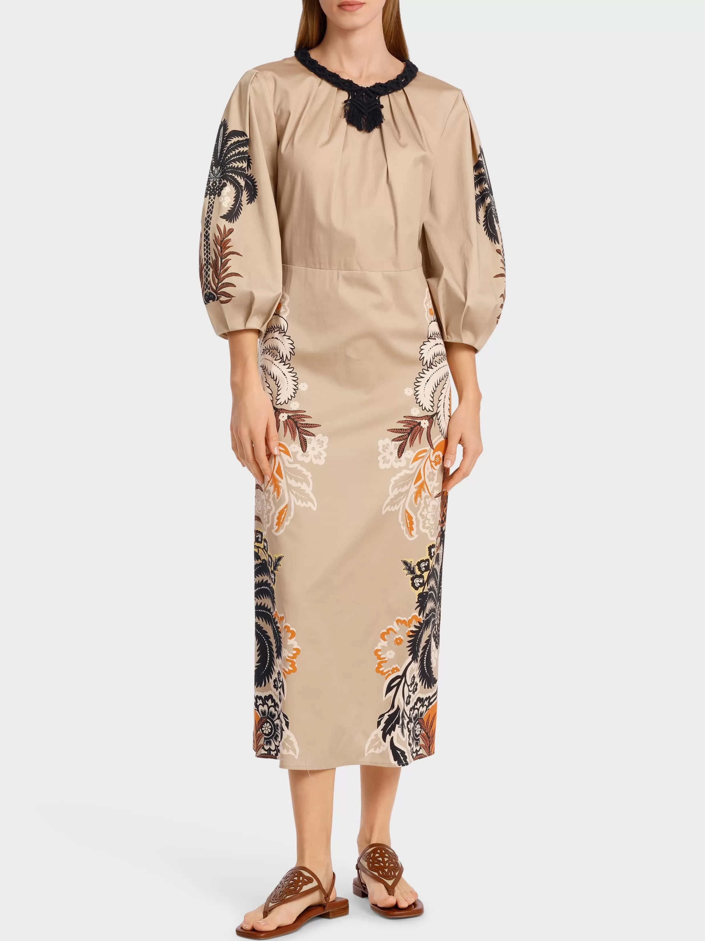 Clearance Marc Cain Midilanges, tailliertes Kleid deep sand