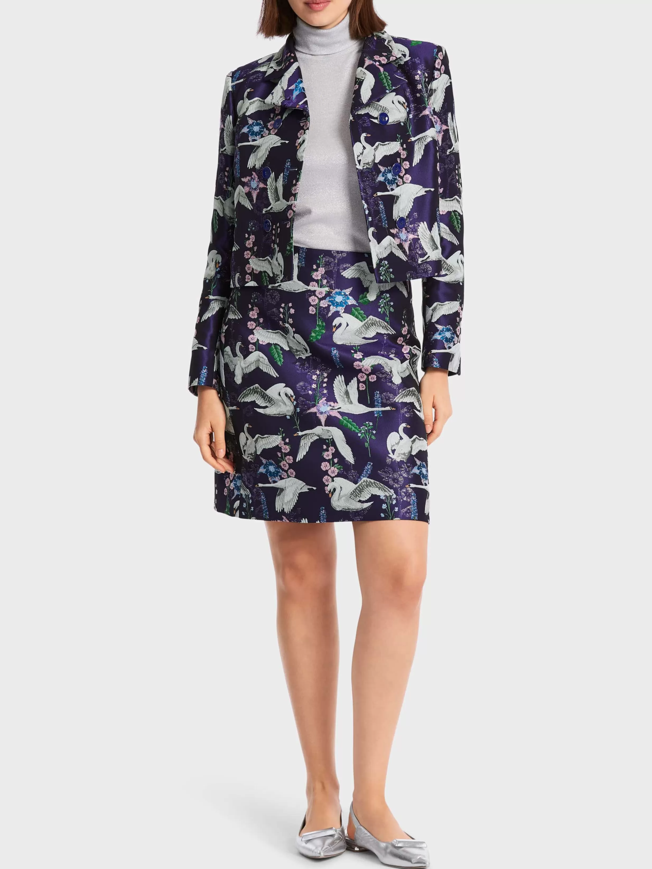 Hot Marc Cain Minirock mit Schwanen-Print deep violet