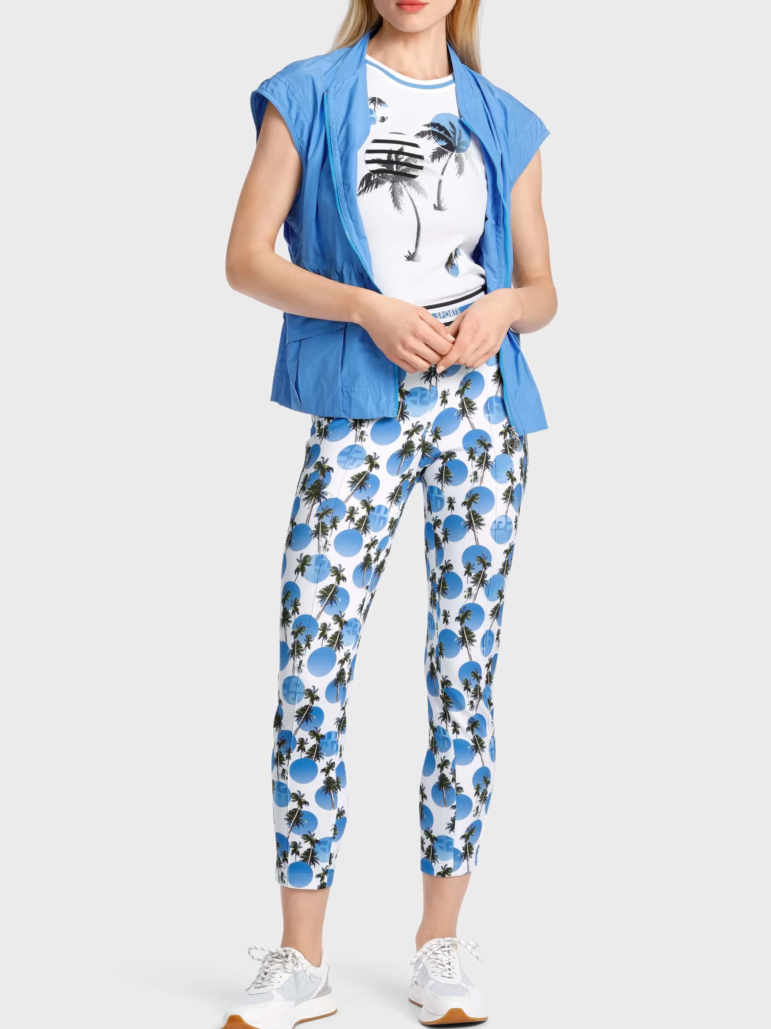 Sale Marc Cain Modell SOFIA - Palmenprint auf Scuba bright azure