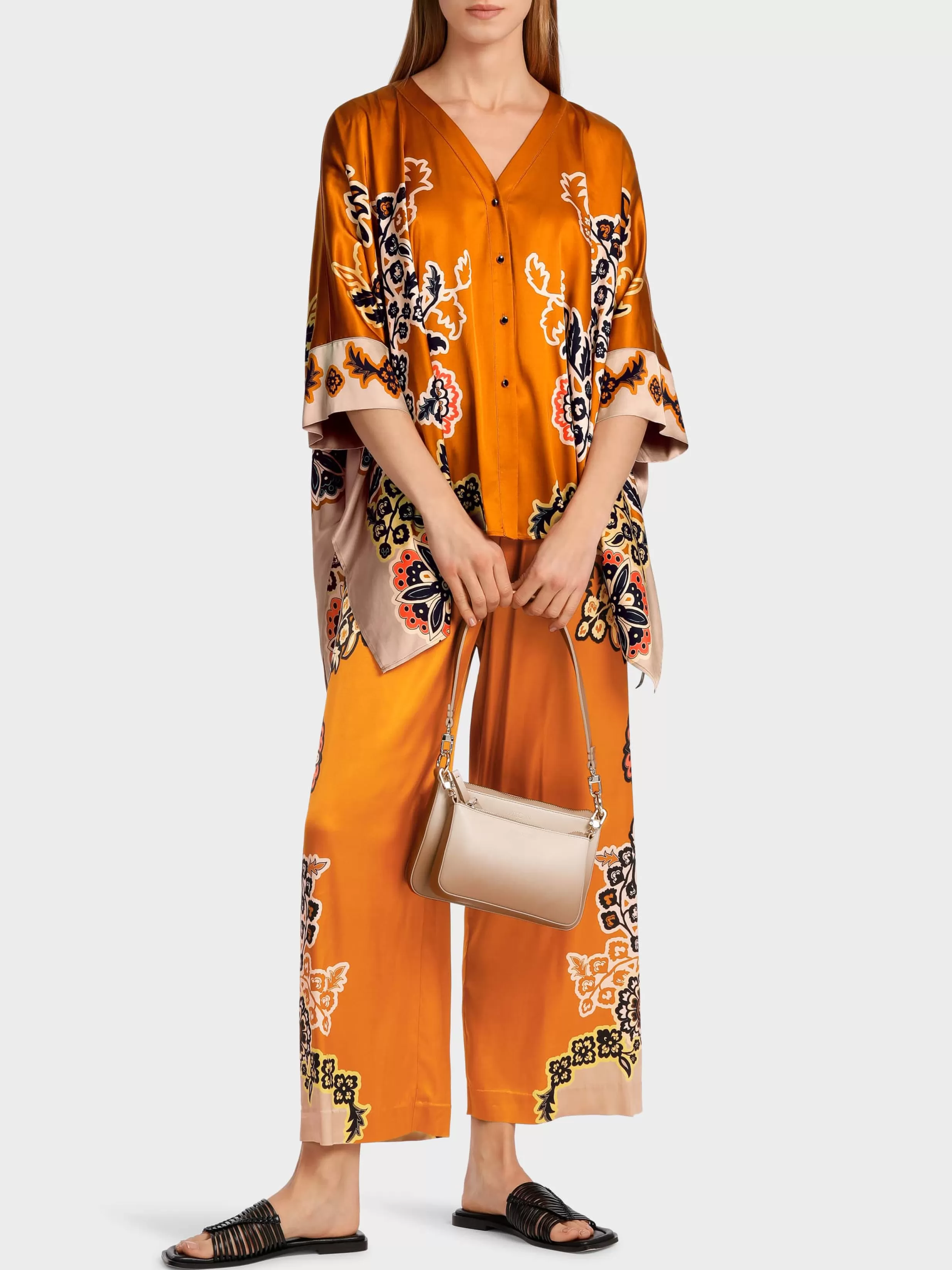 Sale Marc Cain Oversized Bluse mit floralem Print bright ochre