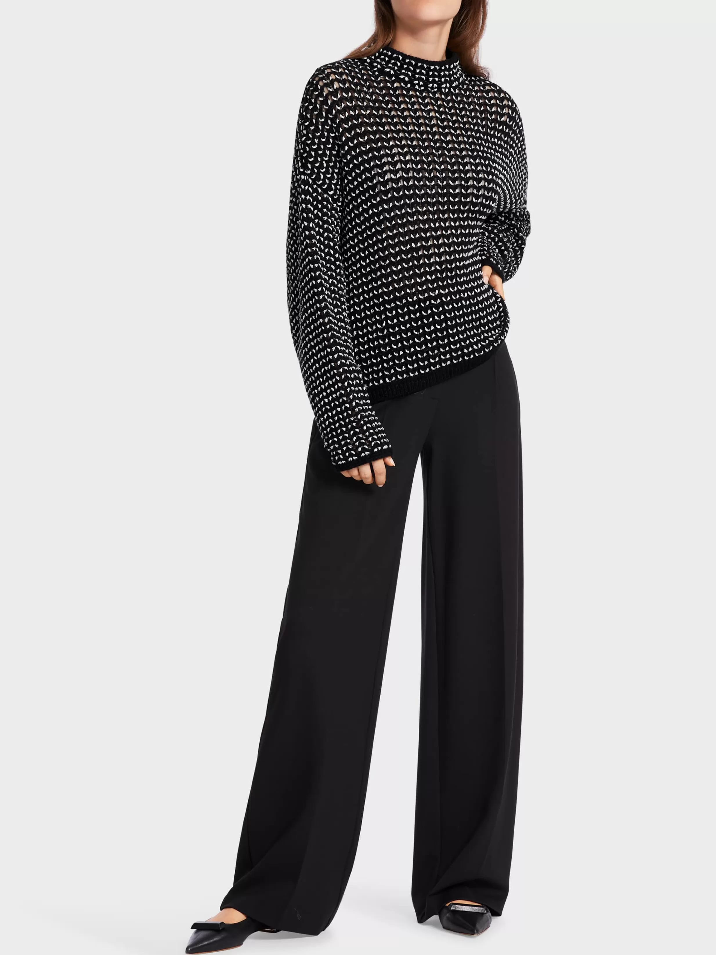 Online Marc Cain Oversized-Pullover Knitted in Germany black and white