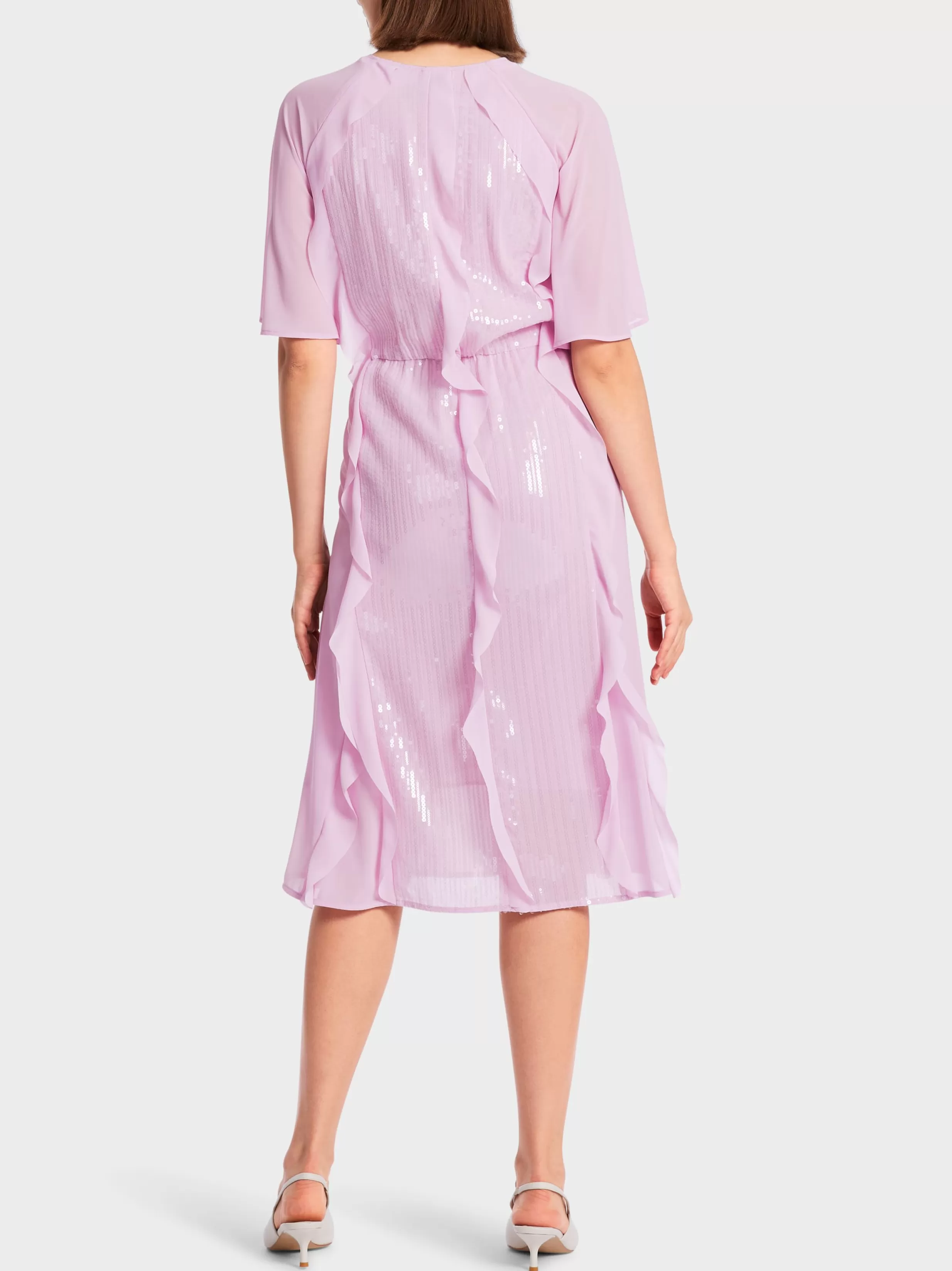 Sale Marc Cain Paillettenkleid mit Rüschen pink lavender