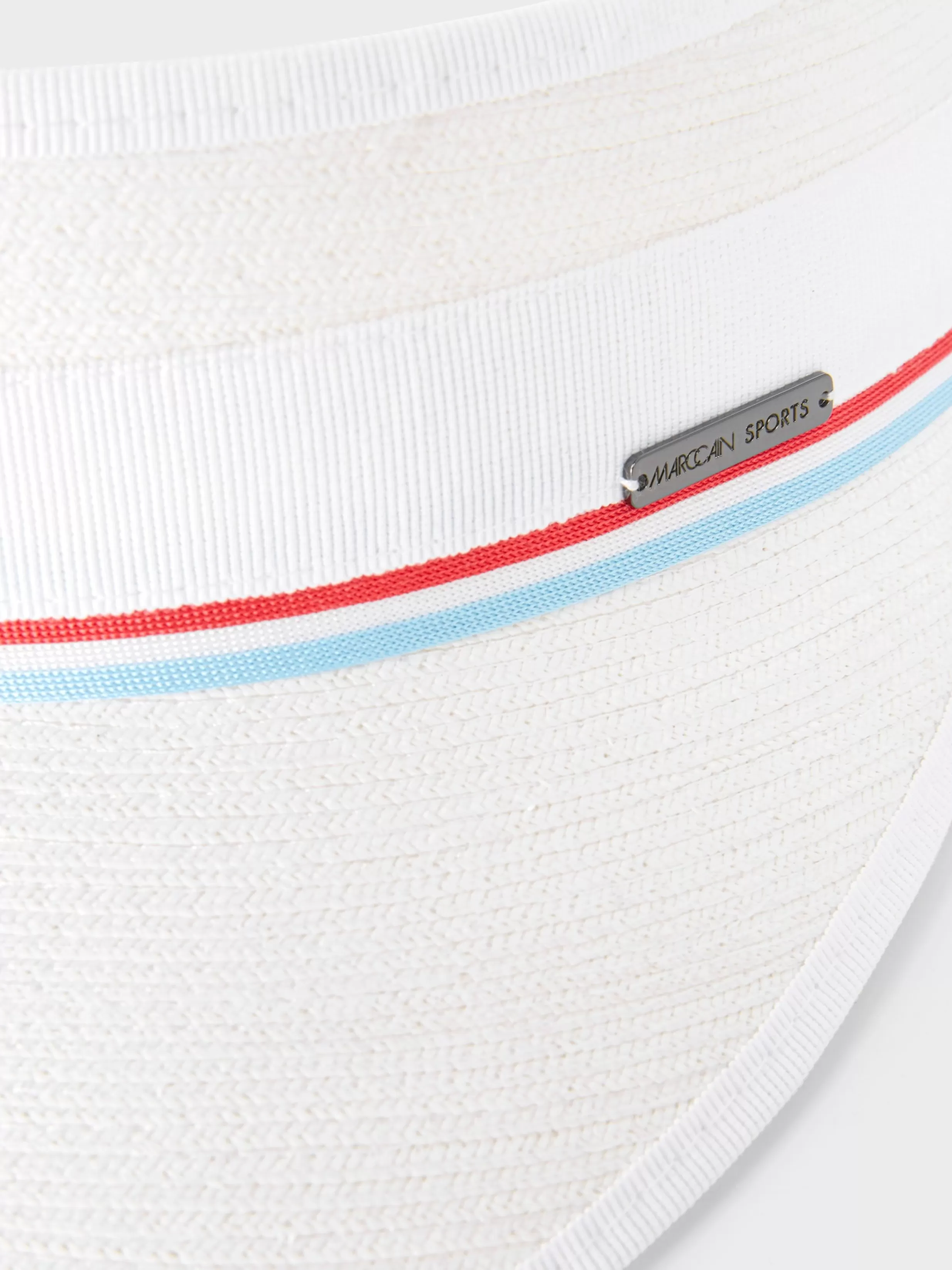 Outlet Marc Cain Peaked Cap mit gestreiftem Ripsband white