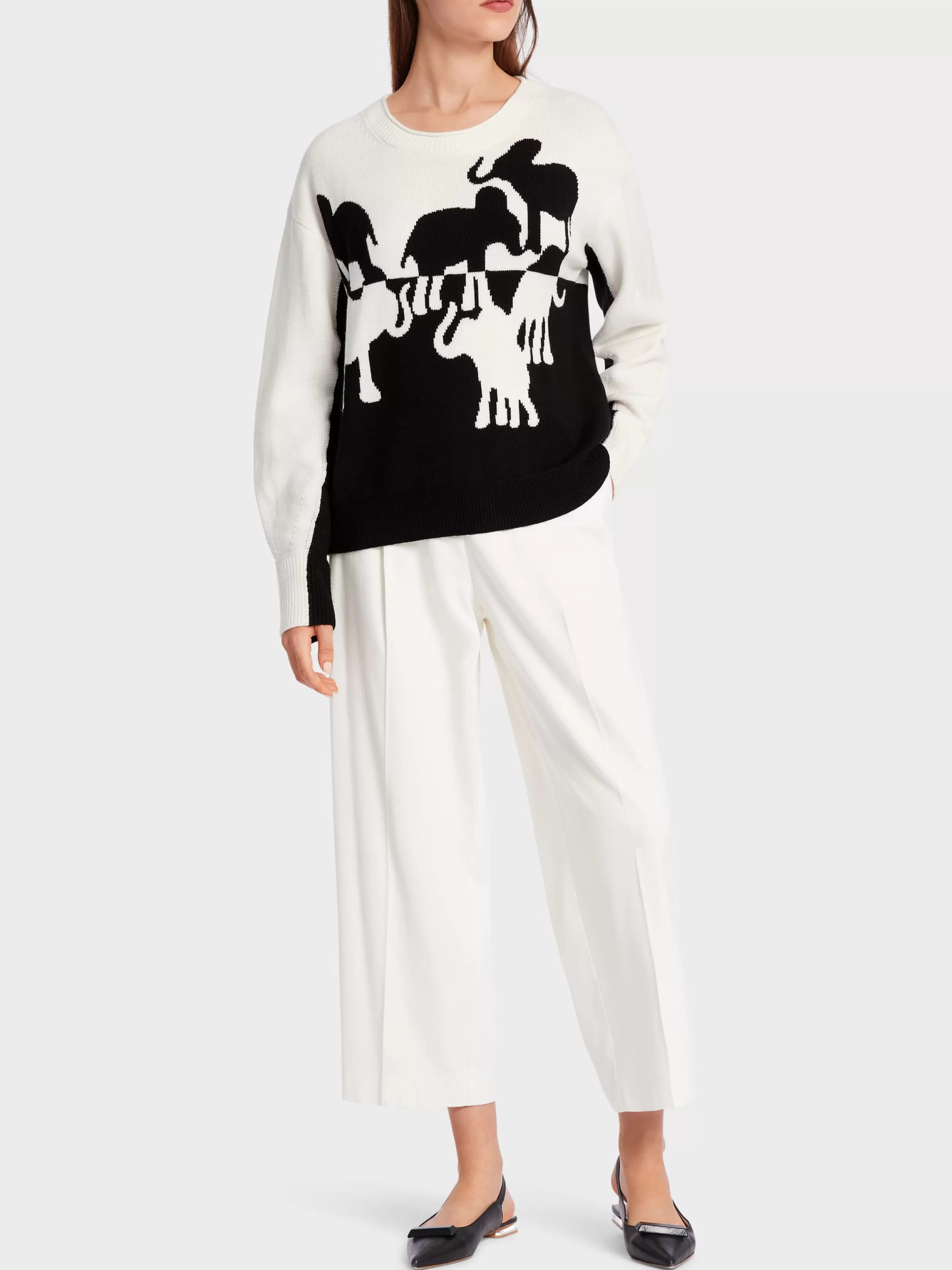 Best Marc Cain Pullover mit Elefanten-Motiv white and black