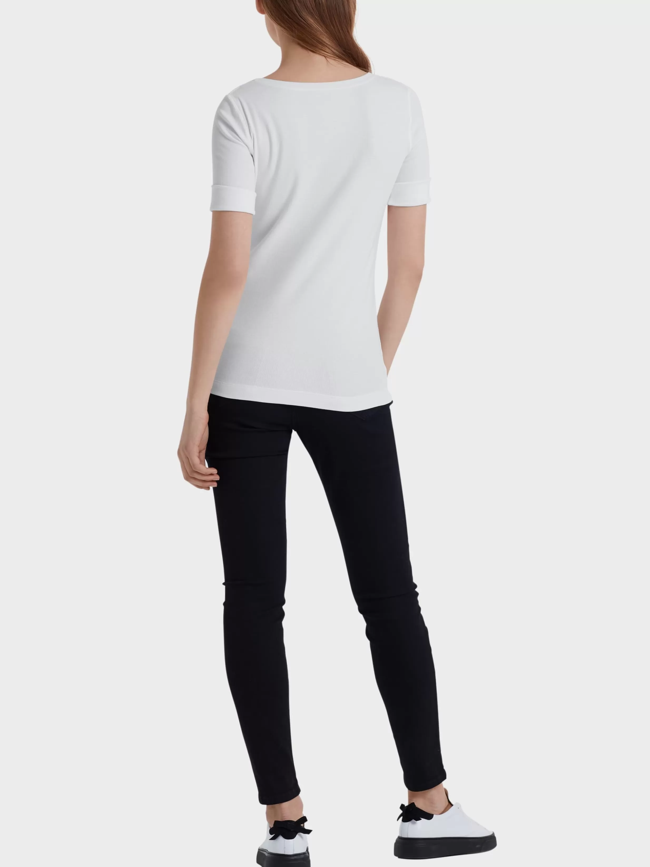 Best Marc Cain Rundhals-Shirt mit halben Ärmeln white