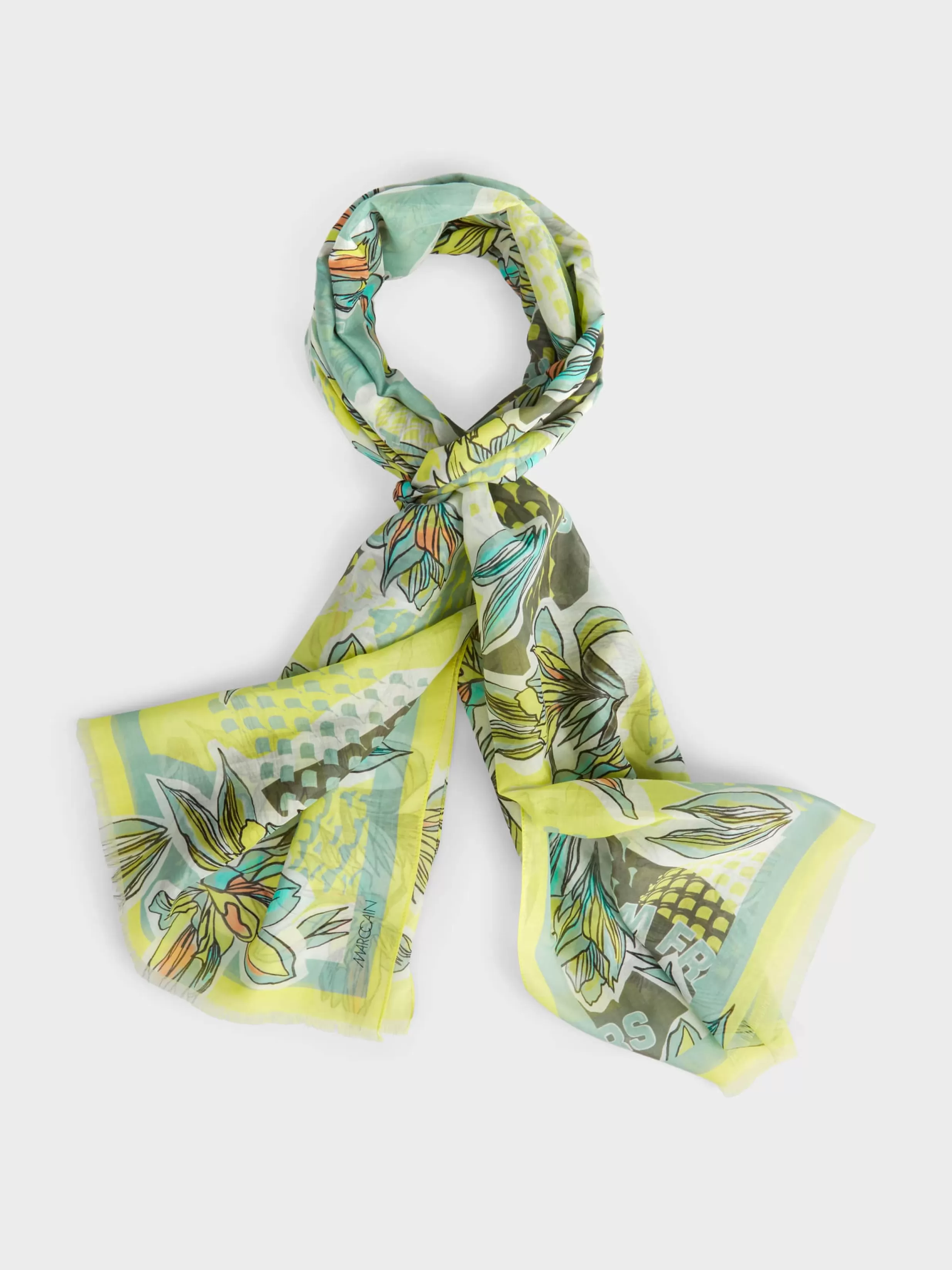 Fashion Marc Cain Schal mit Fantasy-Print soft sage