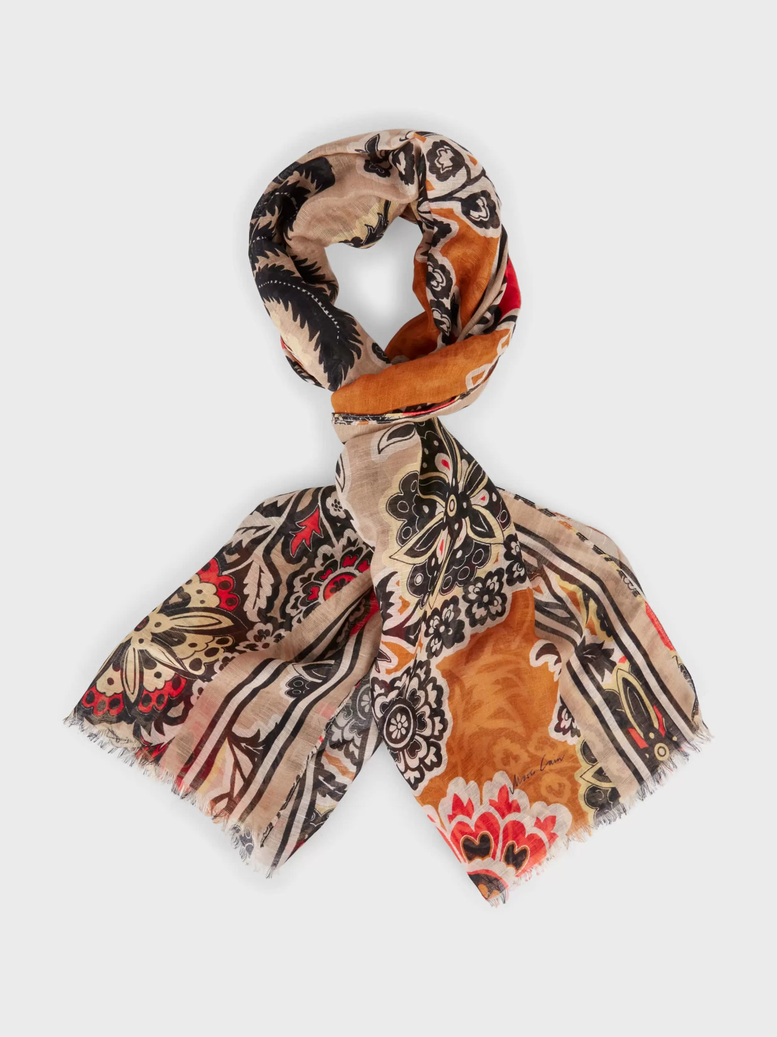 Sale Marc Cain Schal mit floralem Printmotiv bright ochre