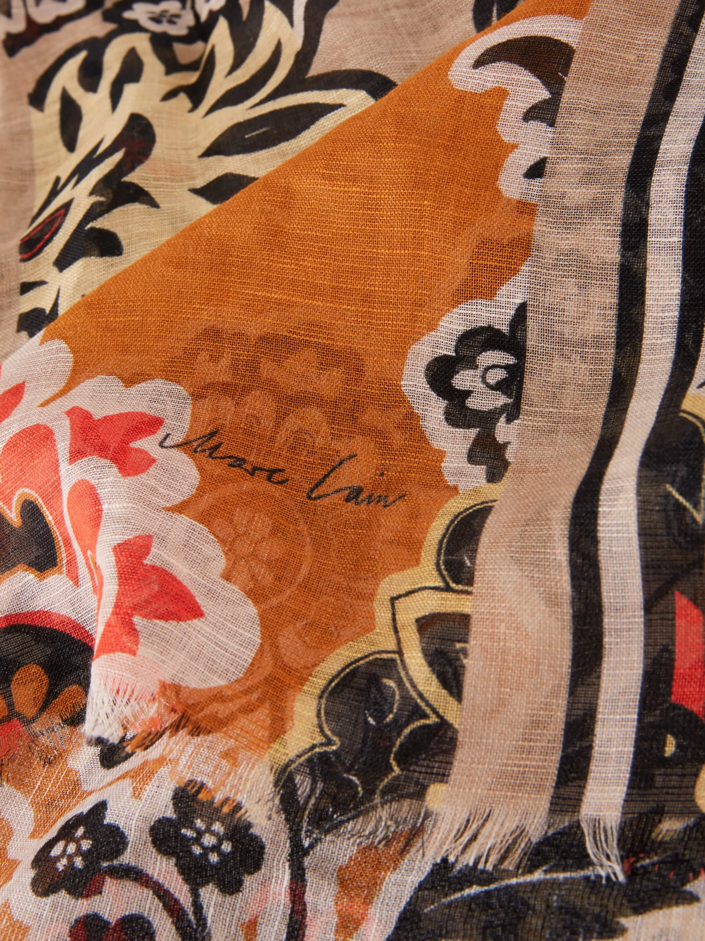 Sale Marc Cain Schal mit floralem Printmotiv bright ochre