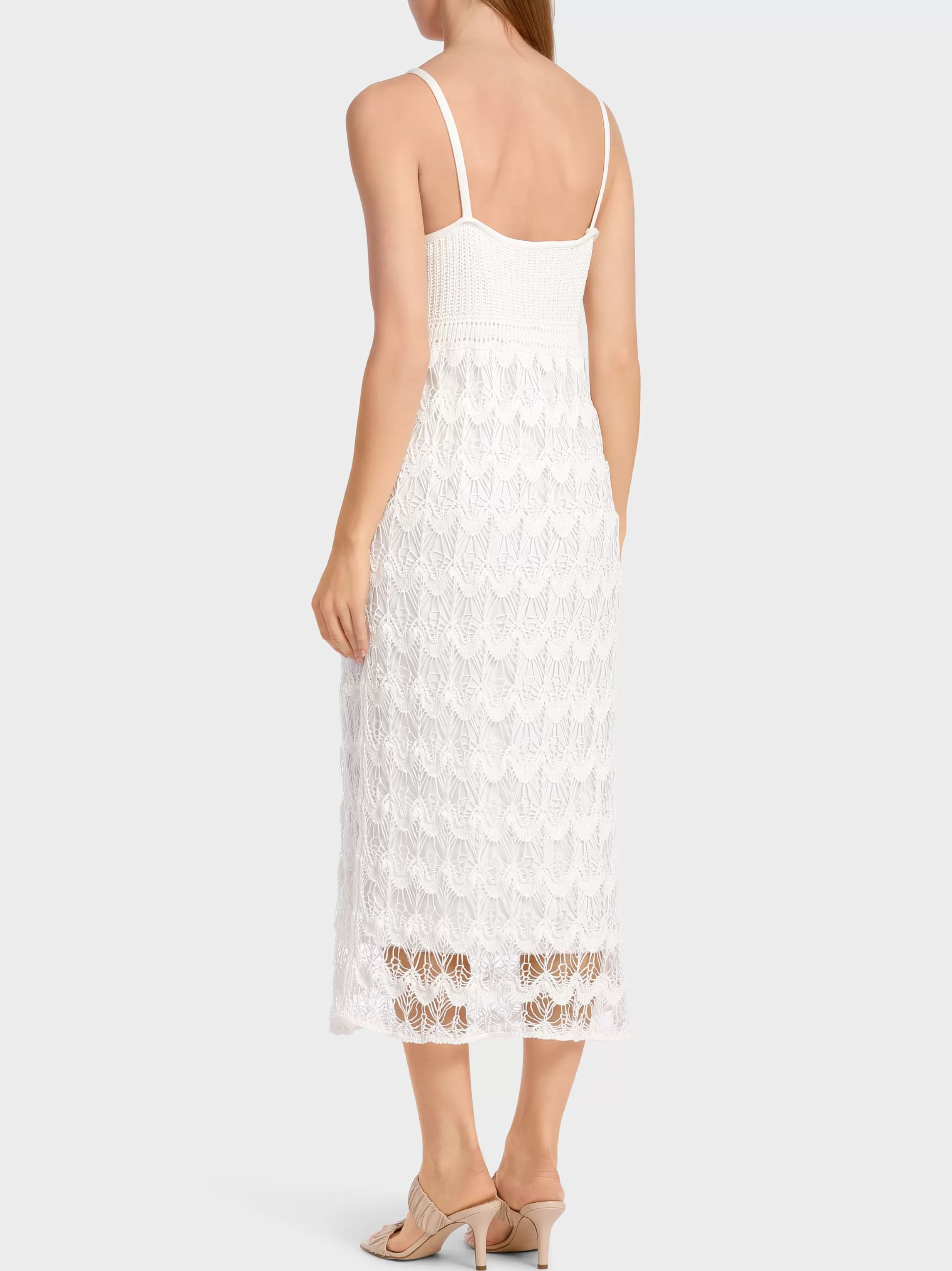 Fashion Marc Cain Schmales Spitzenkleid “Rethink Together” off-white