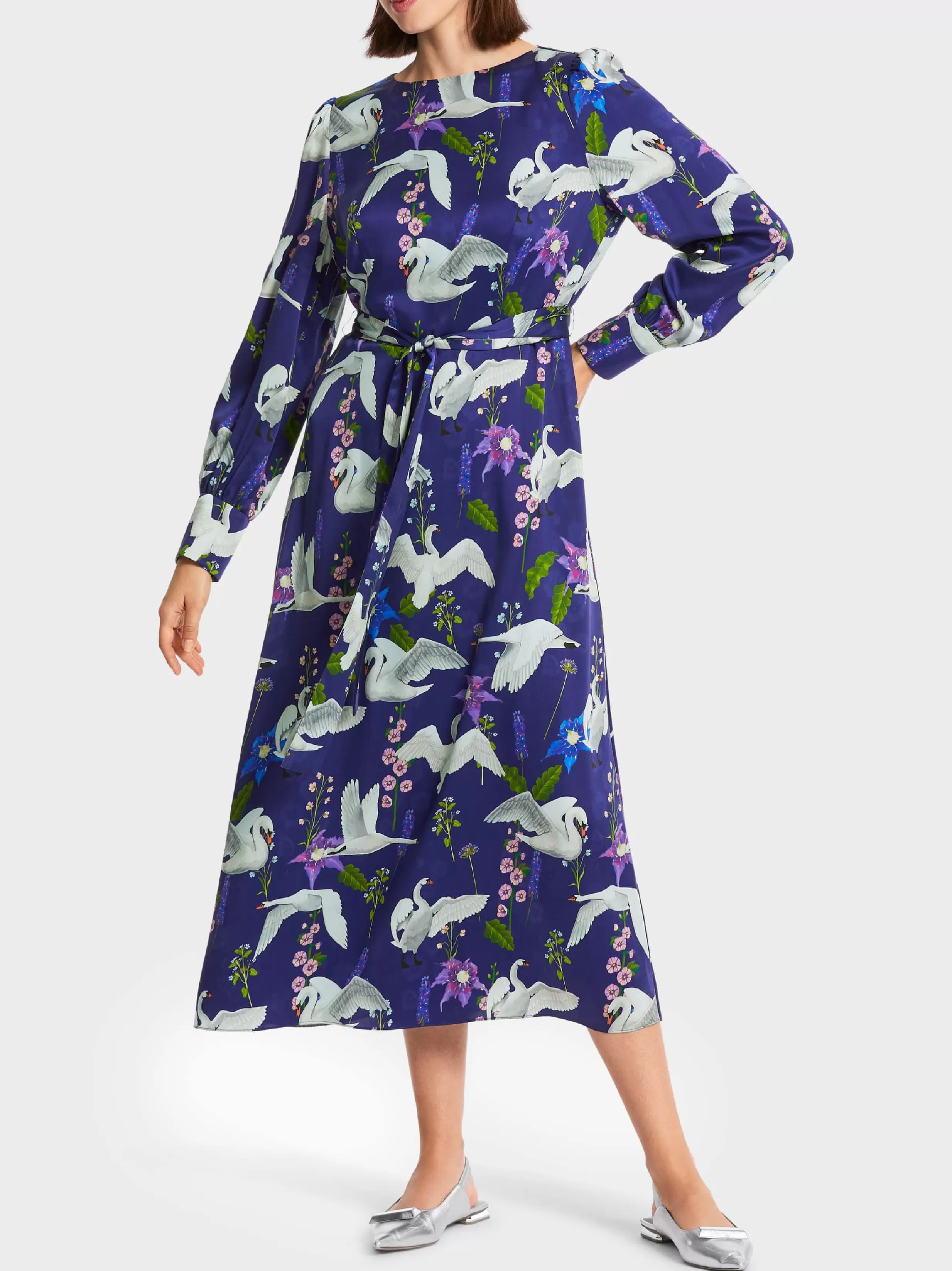 Hot Marc Cain Seidenkleid mit Print deep violet