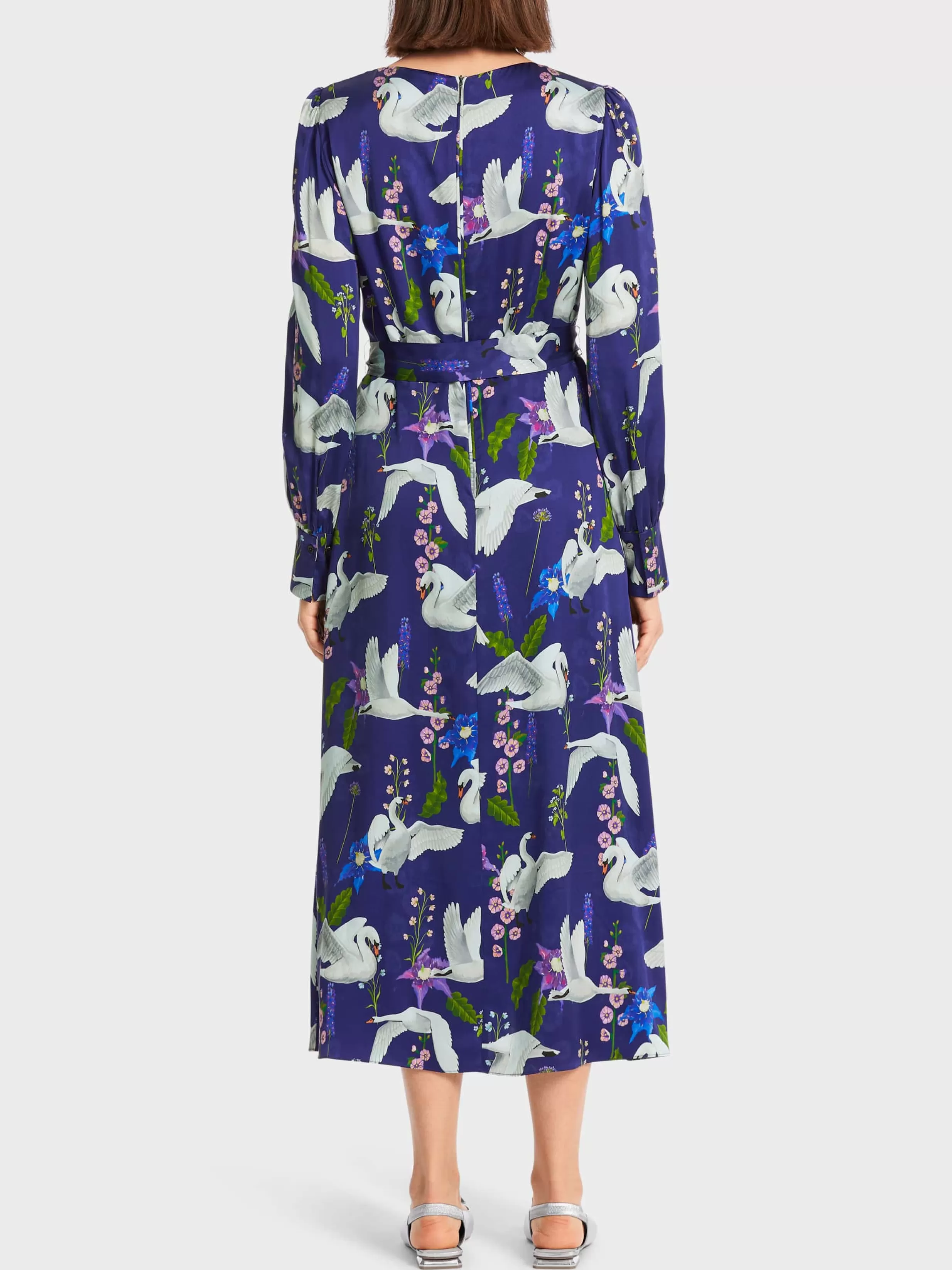 Hot Marc Cain Seidenkleid mit Print deep violet