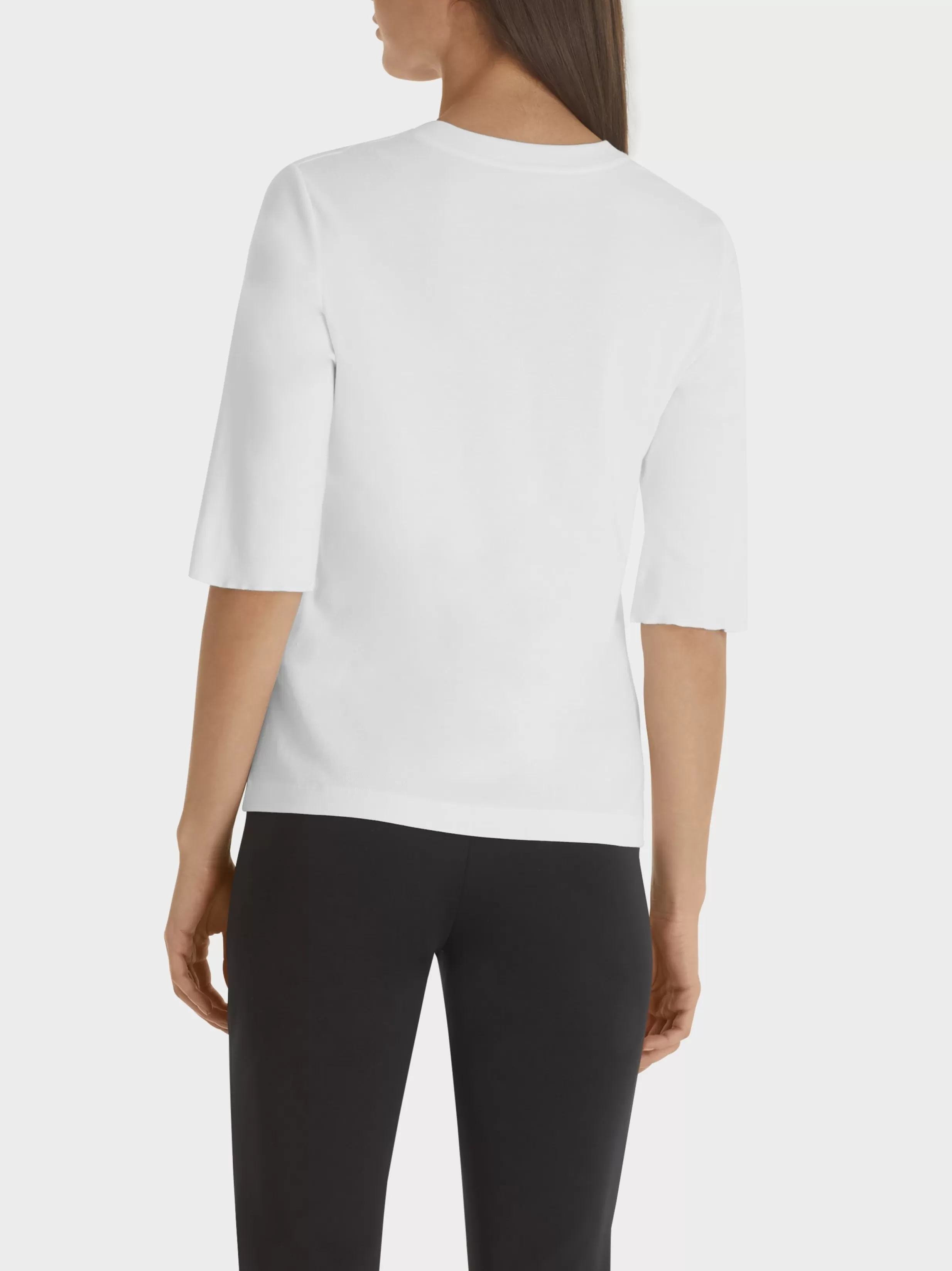 Outlet Marc Cain Shirt aus Baumwoll-Ripp-Jersey white