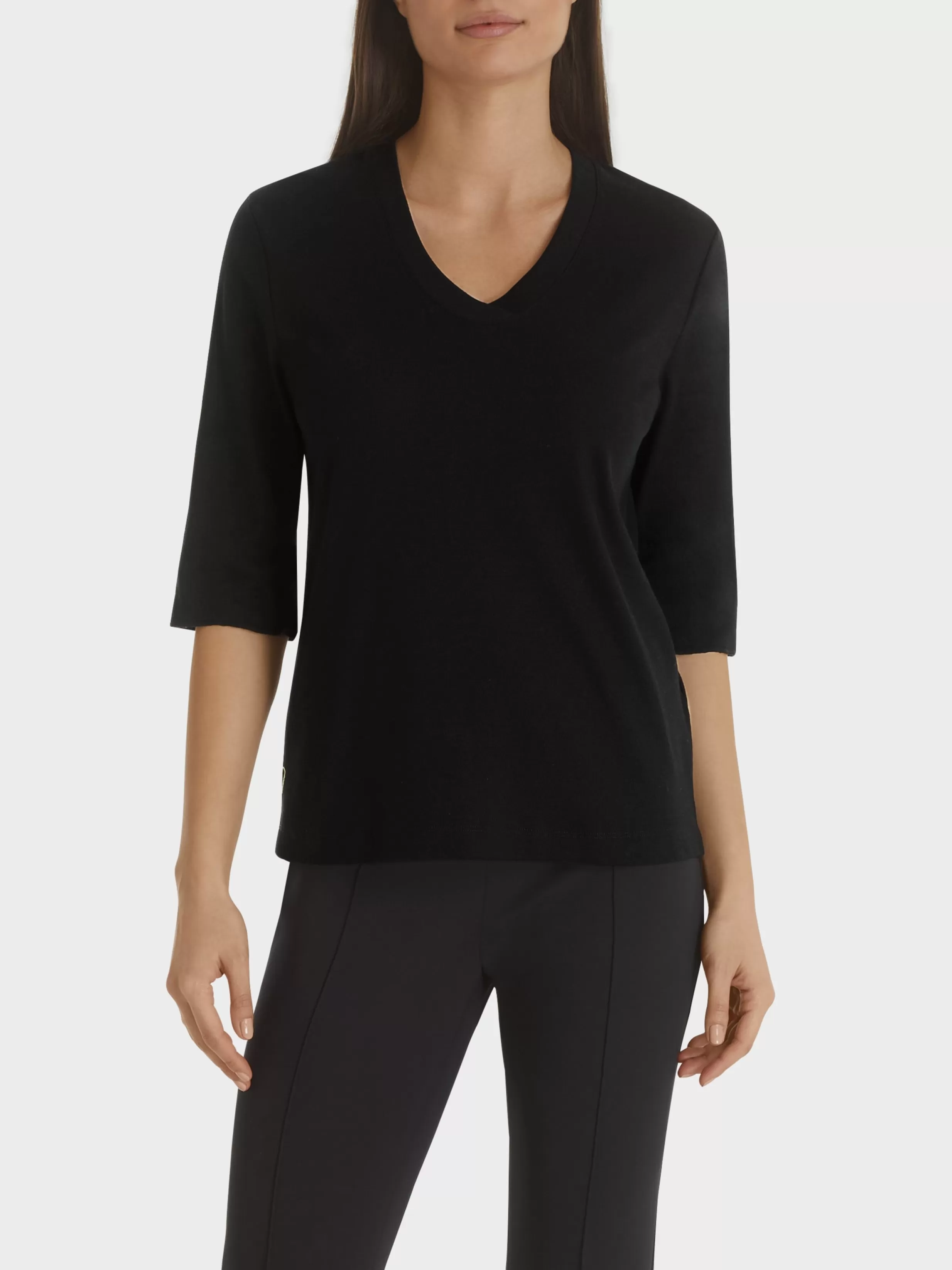 Fashion Marc Cain Shirt aus Baumwoll-Ripp-Jersey black