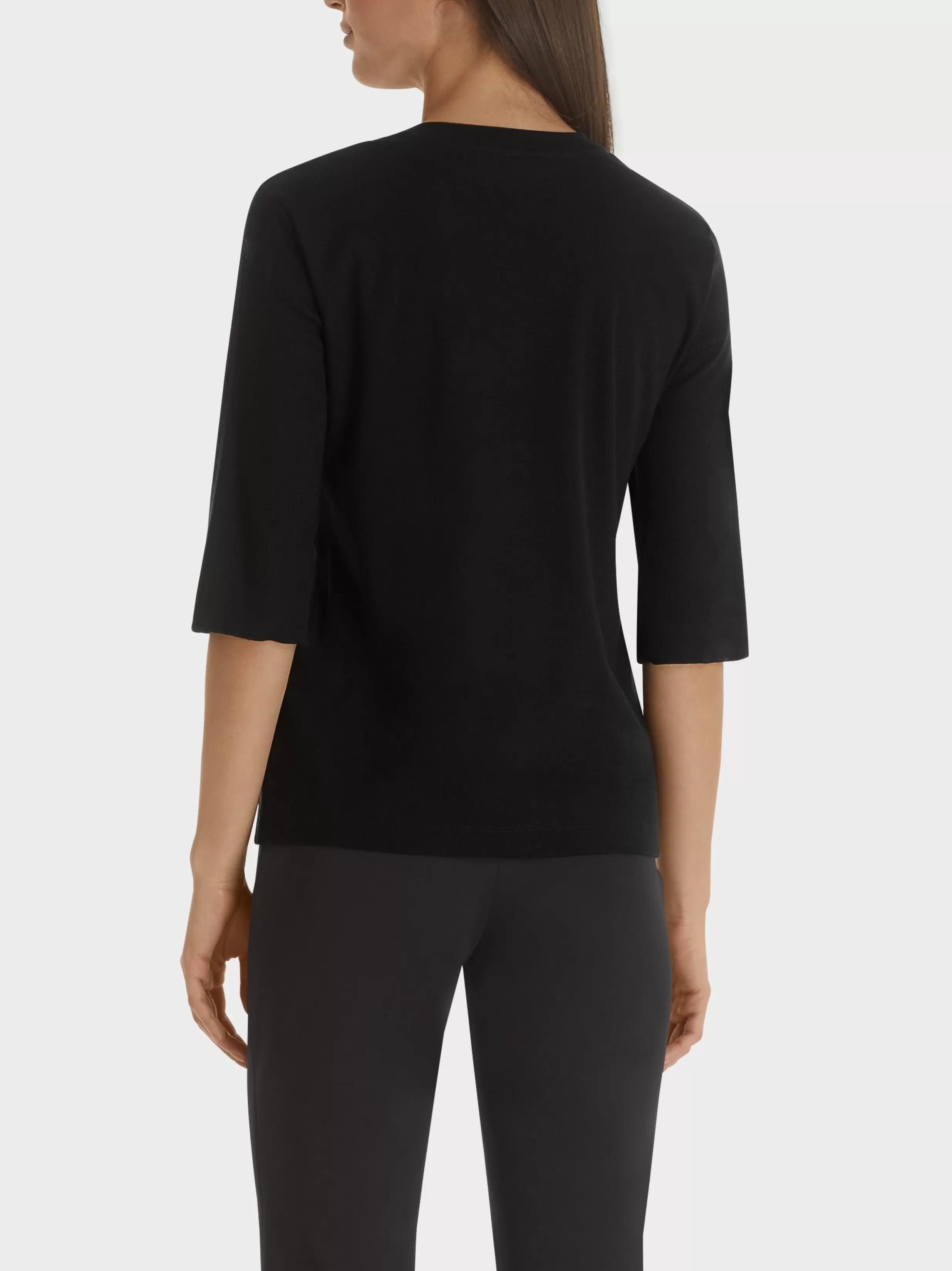 Fashion Marc Cain Shirt aus Baumwoll-Ripp-Jersey black