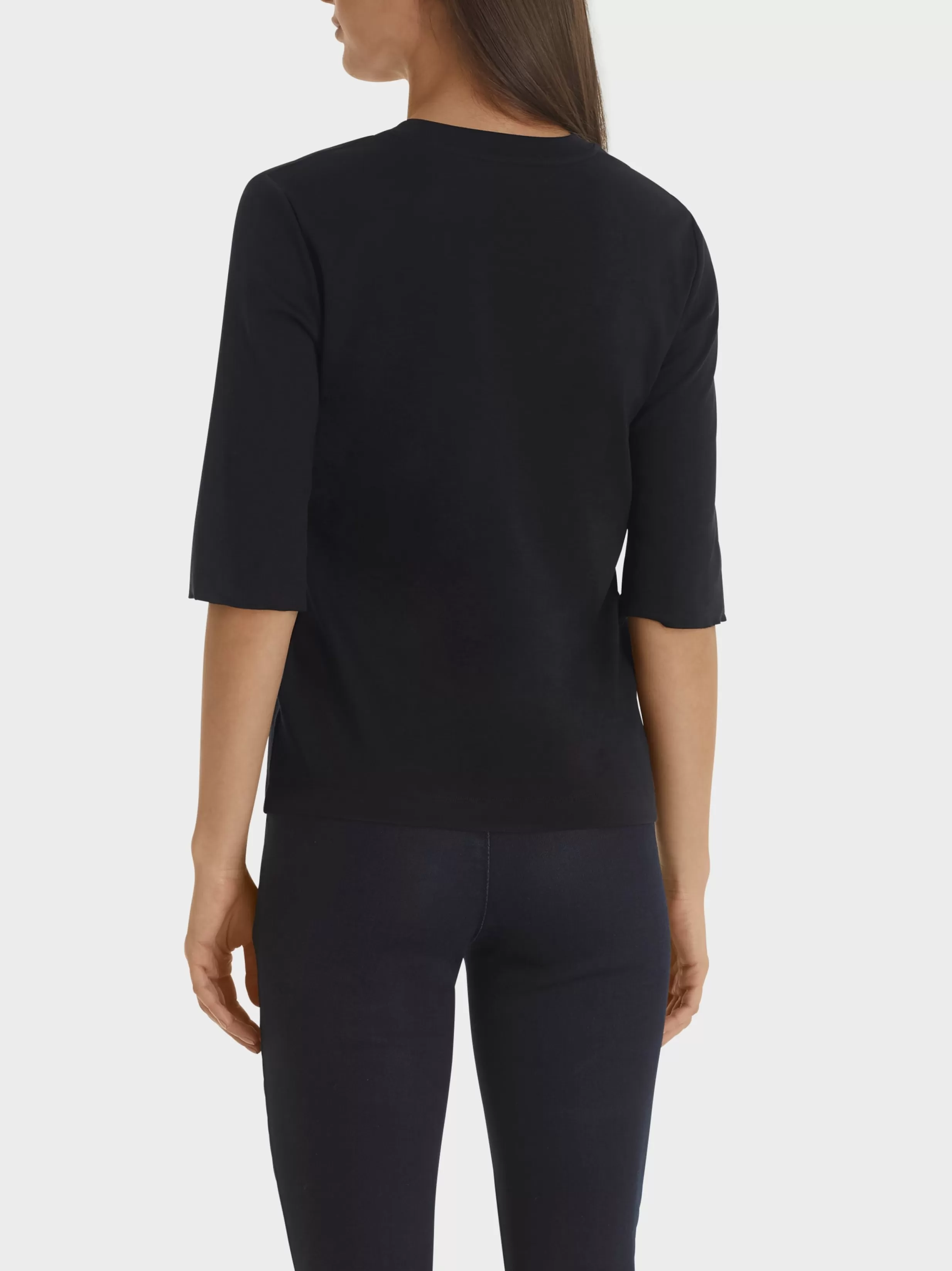 Fashion Marc Cain Shirt aus Baumwoll-Ripp-Jersey midnight blue