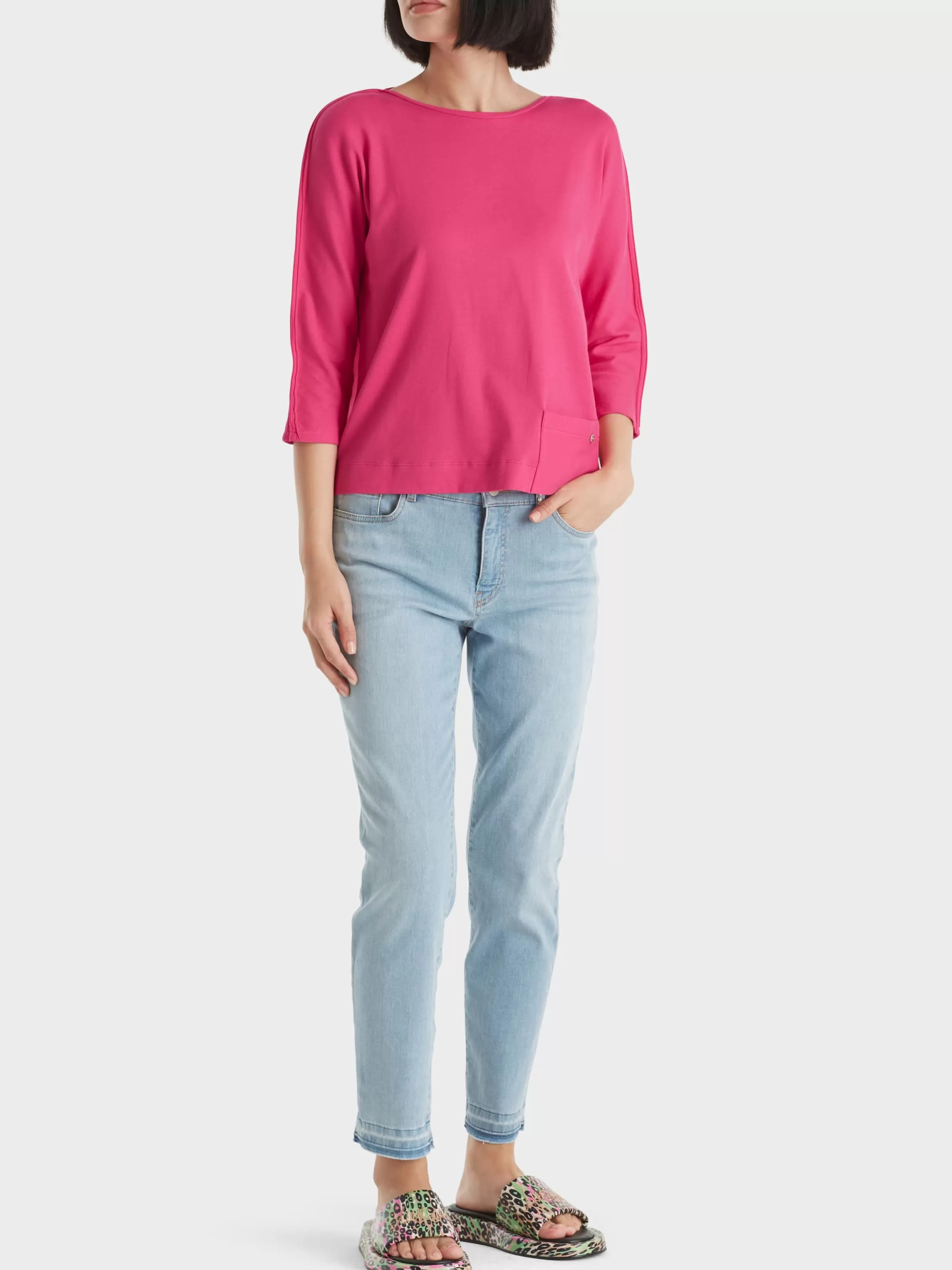 Outlet Marc Cain Shirt aus Baumwollstretch super pink