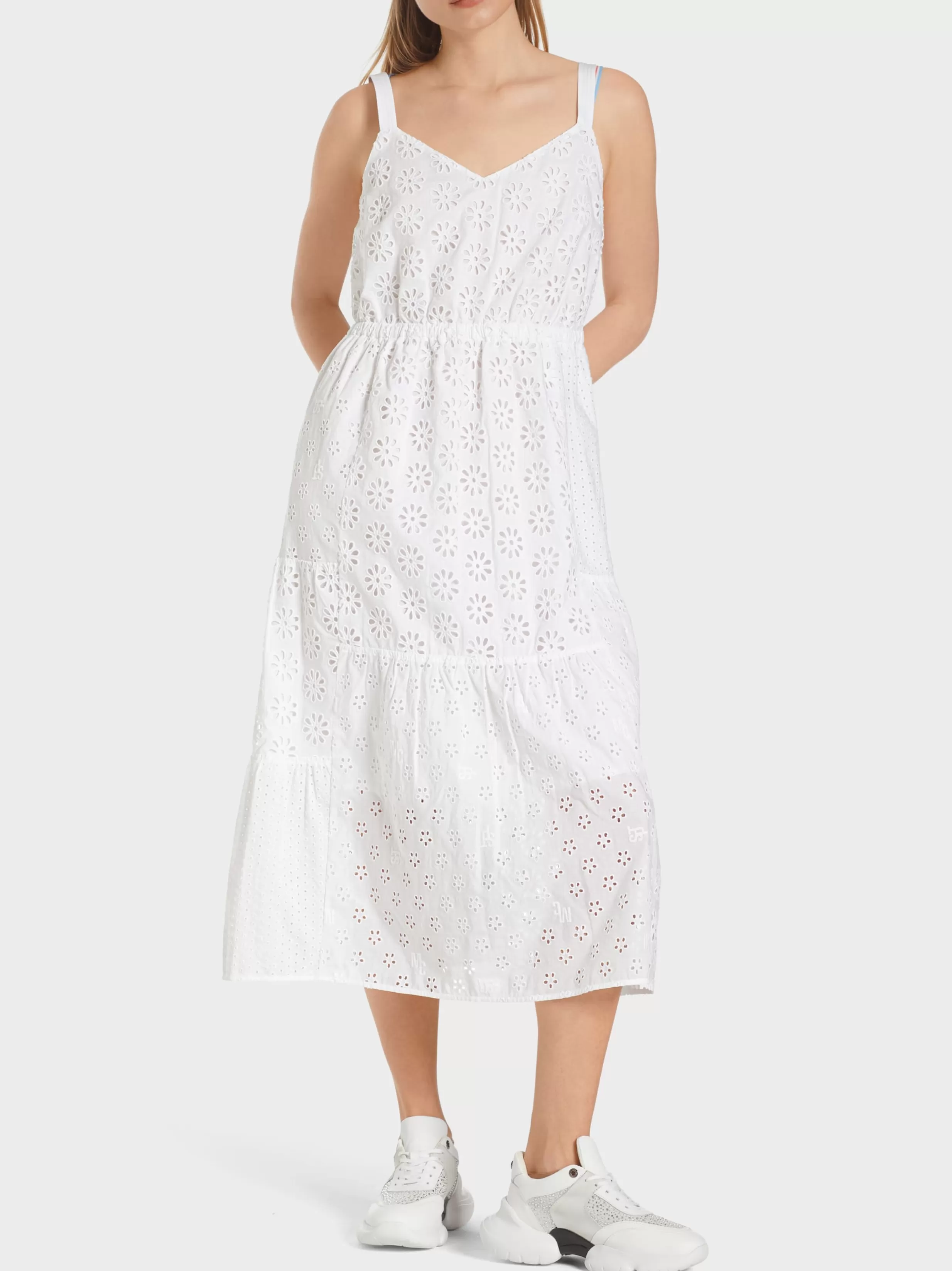 Discount Marc Cain Sommerkleid mit Lochstickerei white