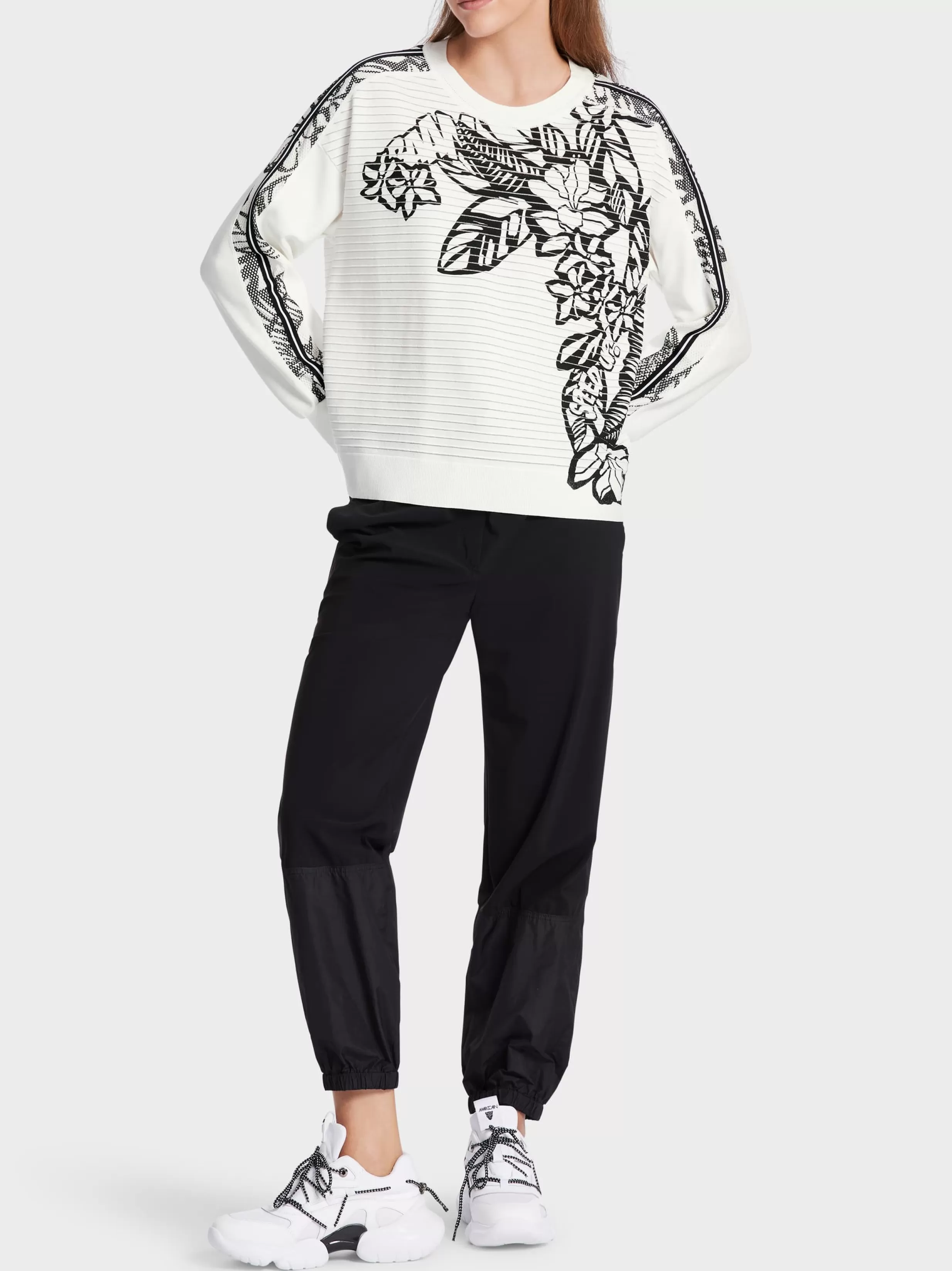 Clearance Marc Cain Sweater mit Print Knitted in Germany white and black