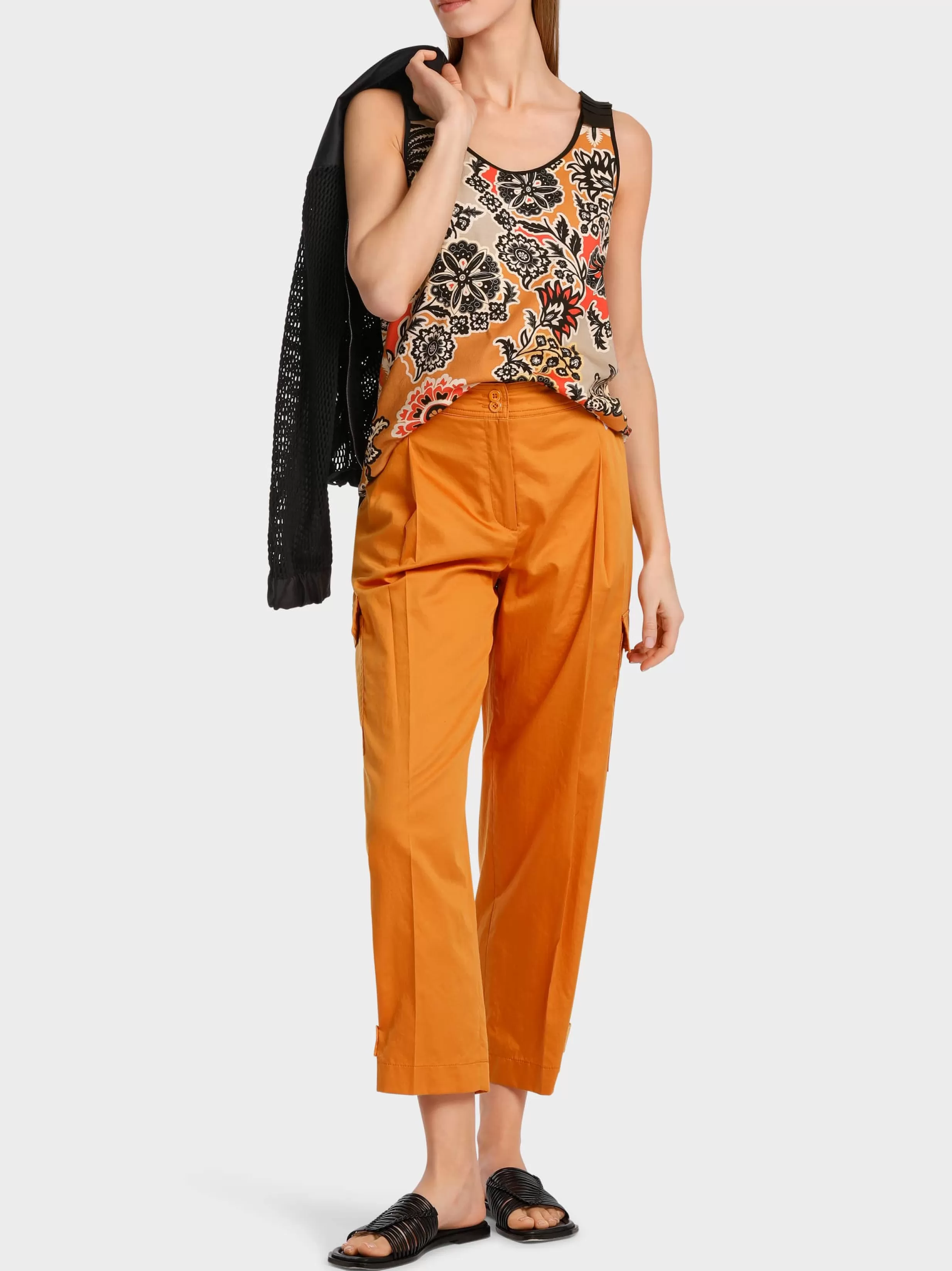 Fashion Marc Cain Top, bedruckt mit Blumenornamenten bright ochre