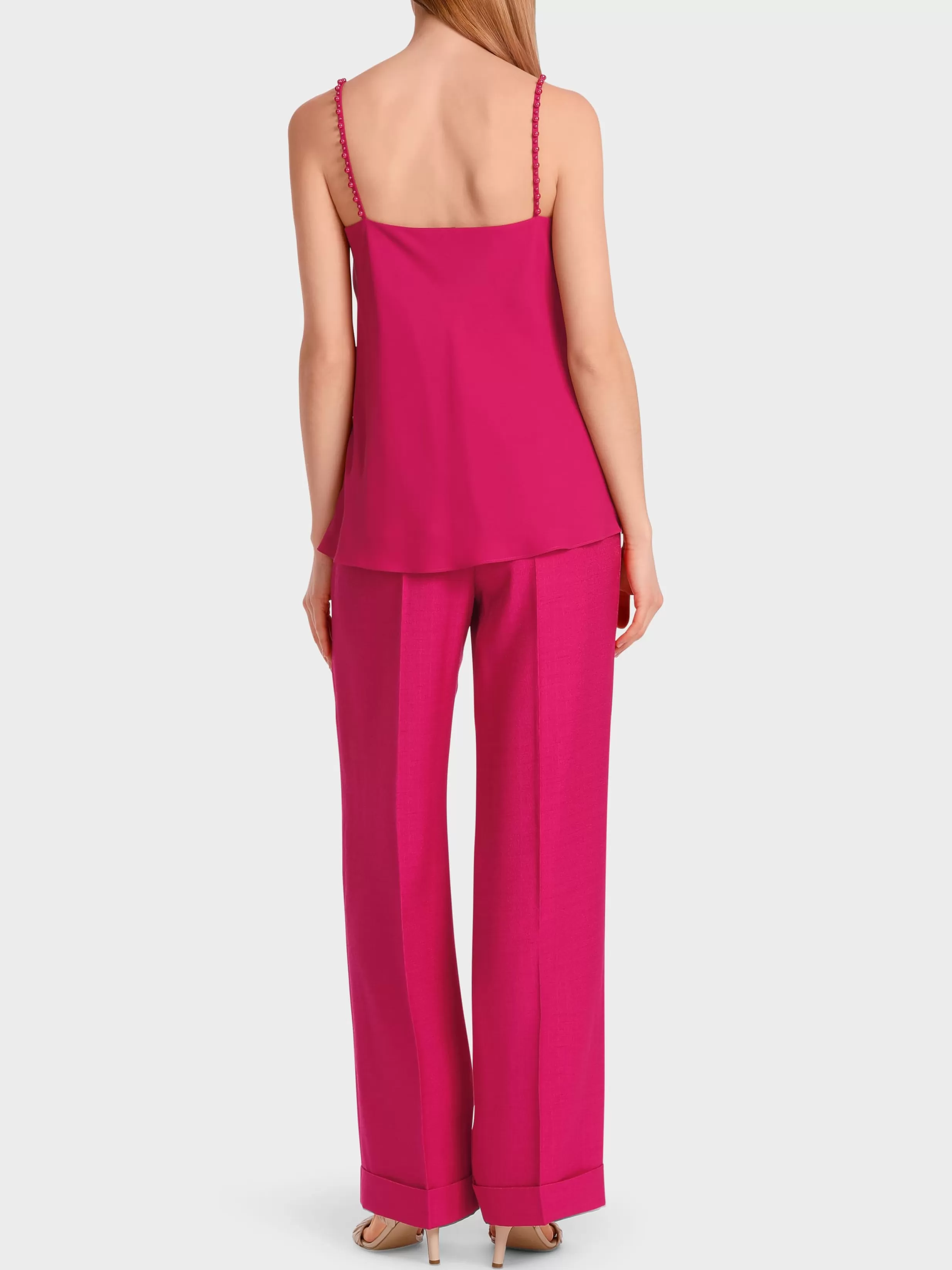 Fashion Marc Cain Top mit perlenbesetzten Trägern deep fuchsia