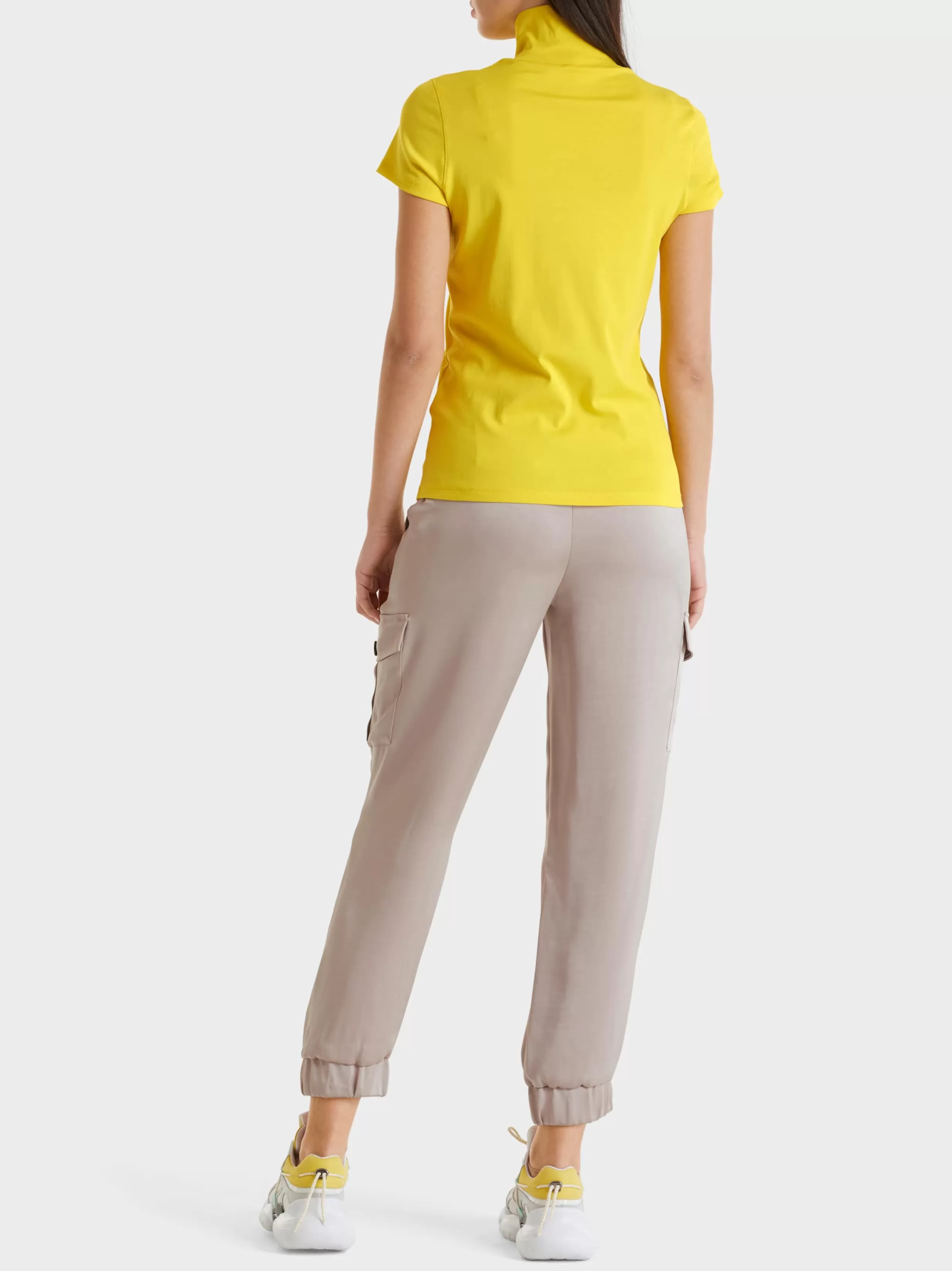 Outlet Marc Cain T-Shirt mit geschlitztem Mock-Neck bright sulphur