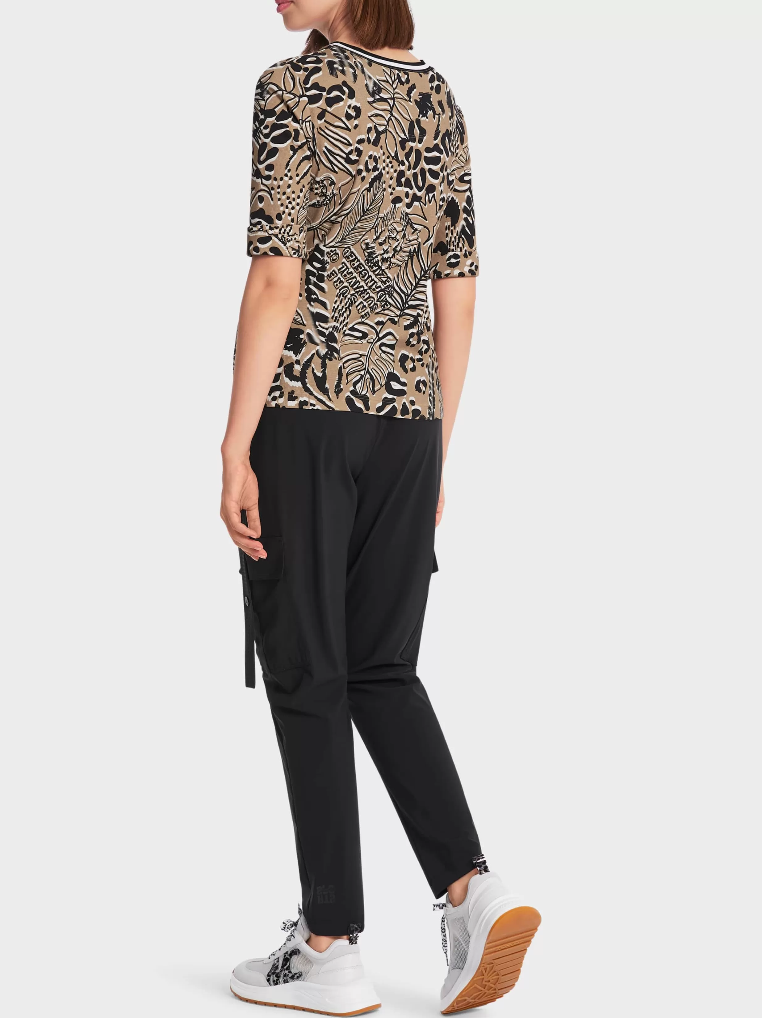 Cheap Marc Cain T-Shirt mit Leo-Print bright camel