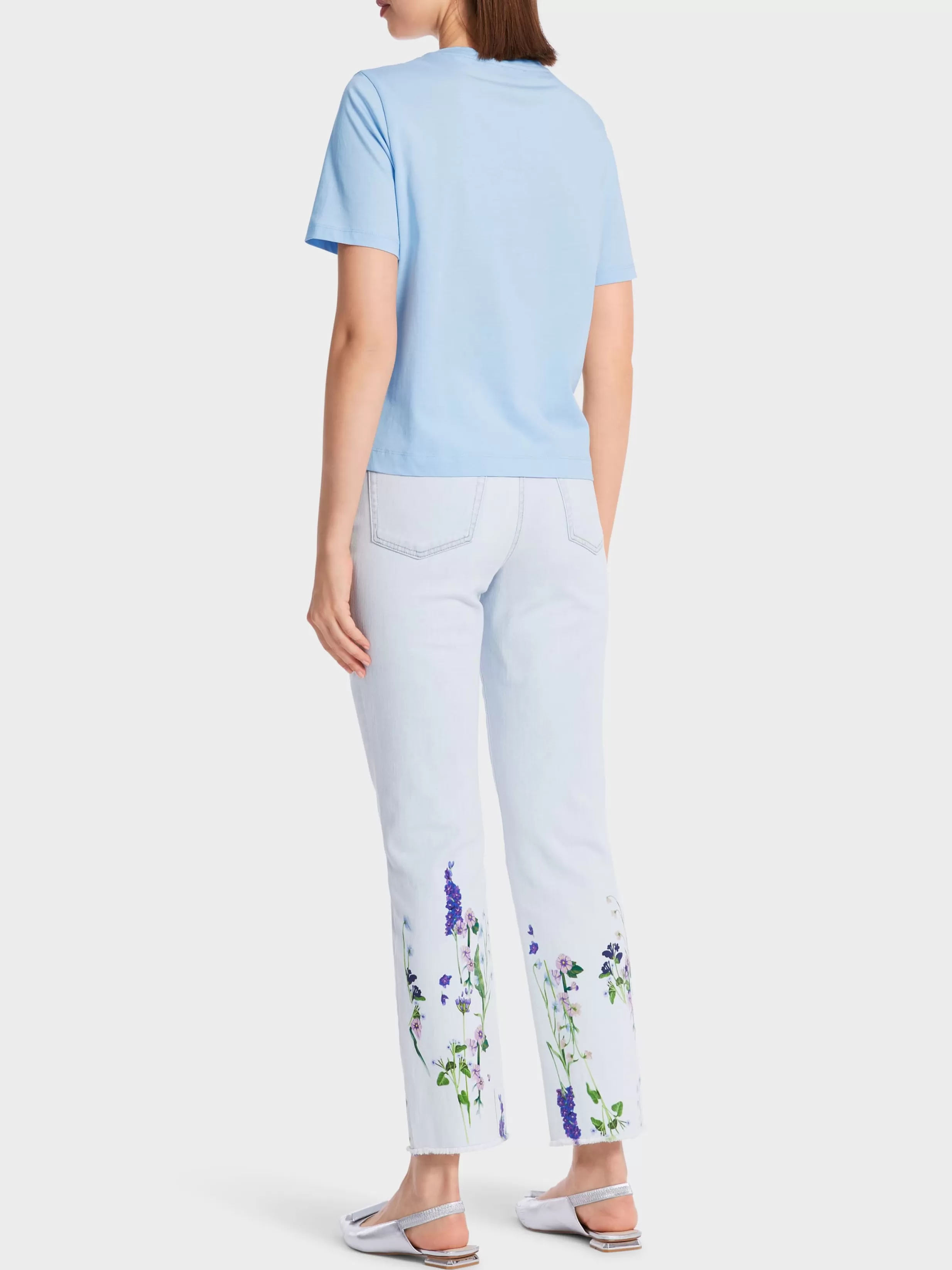 New Marc Cain T-Shirt "Rethink Together"  mit Perlen soft summer sky